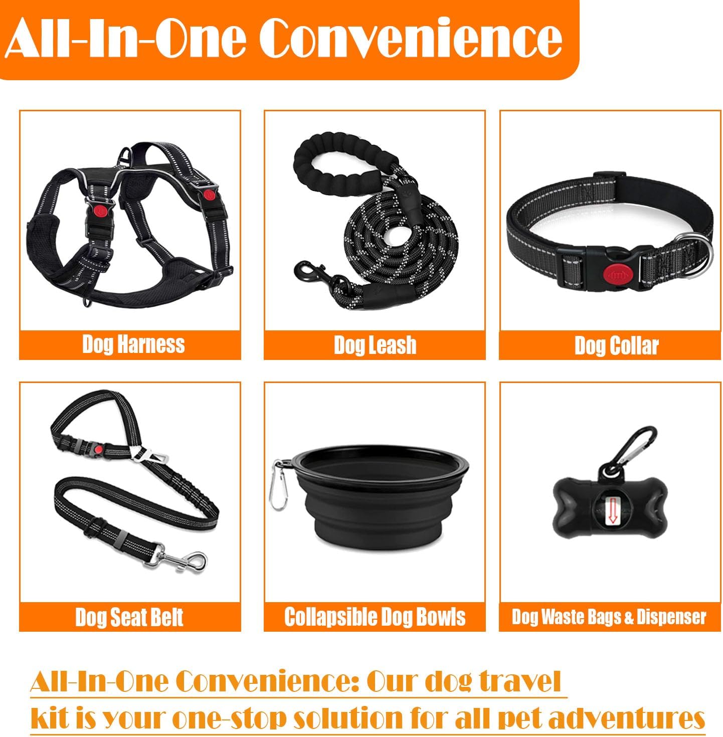 No-Pull Dog Harness, Collar & Leash Set – Includes Seat Belt, Collapsible Bowl & Poop Bag Dispenser, S–L - Best Pet Care Store