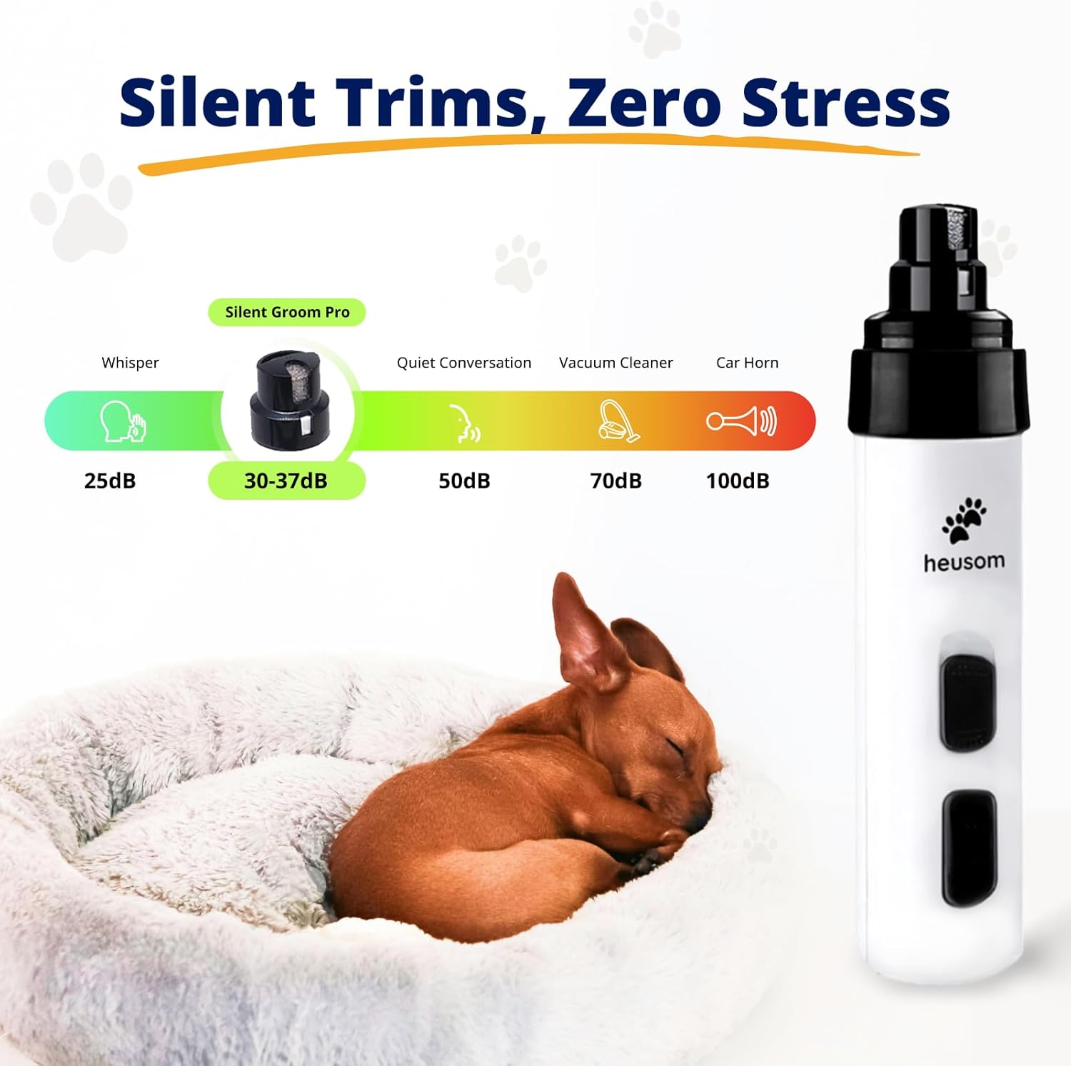 Silent Groom Pro Pet Nail Grinder | Whisper Quiet Claw Trimmer for Dogs, Cats and Other Animals | Safe & Stress Free Nail Grooming, Ideal for Sensitive Dogs of All Breeds & Sizes - Best Pet Care Store