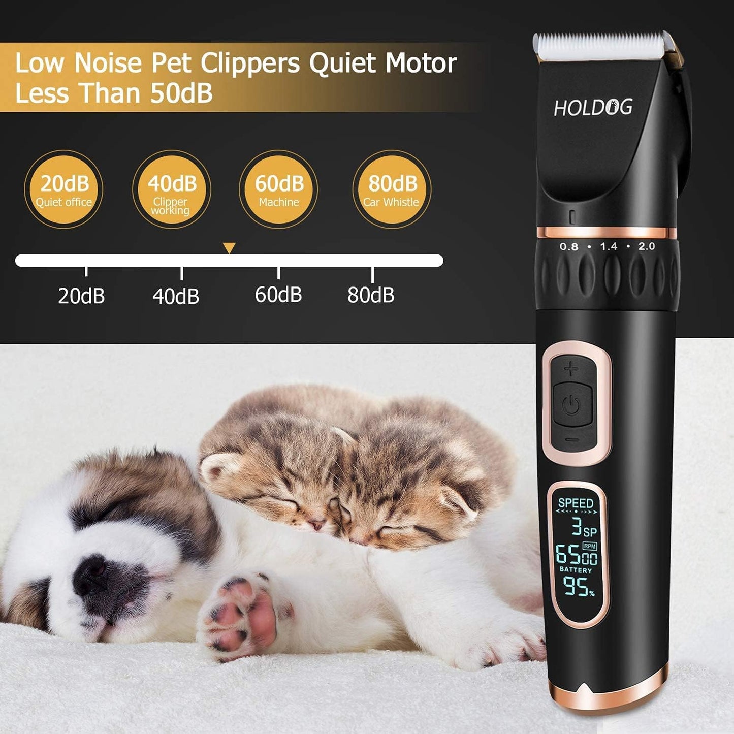 Dog Clippers Professional Heavy Duty Grooming Clipper 3-Speed Low Noise High Power Rechargeable Cordless Pet Tools for Small & Large Dogs Cats Pets with Thick Coats - Best Pet Care Store