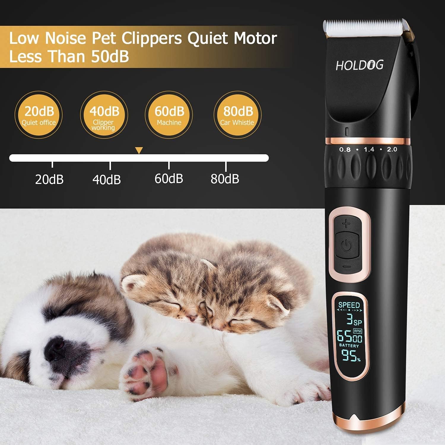 Dog Clippers Professional Heavy Duty Grooming Clipper 3-Speed Low Noise High Power Rechargeable Cordless Pet Tools for Small & Large Dogs Cats Pets with Thick Coats - Best Pet Care Store