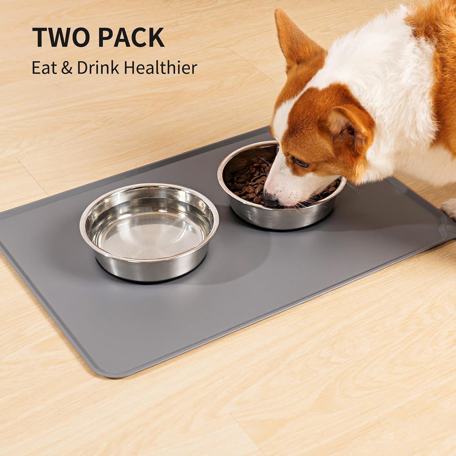 4 Cup Stainless Steel Dog Bowls Set of 2 for Food and Water, Silicone Base Anti-Slip, Rust Resistant, Extra Thick Metal Bowls for Small Dogs, 30Oz, Black - Best Pet Care Store