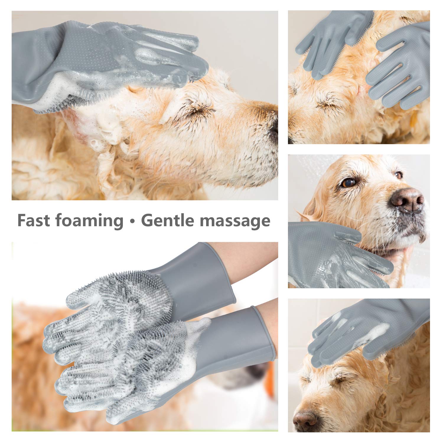 Pet Grooming Deshedding Gloves – 5-Finger Massage Mitt for Dogs, Cats, Rabbits & Horses - Best Pet Care Store