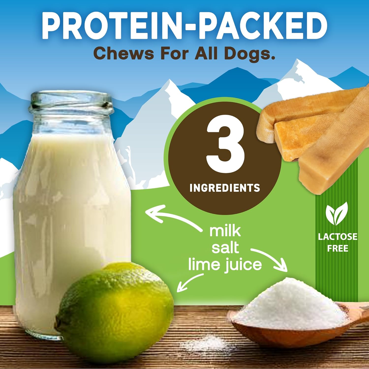 Ecokind Yak Cheese Himalayan Dog Chews, Yak Chews for Large Dogs, Long Lasting Bone for Aggressive Chewers, 3 Ingredient Natural High Protein Dog Treat, No Additives or Lactose, Large - 4 Chews (1 Lb) - Best Pet Care Store