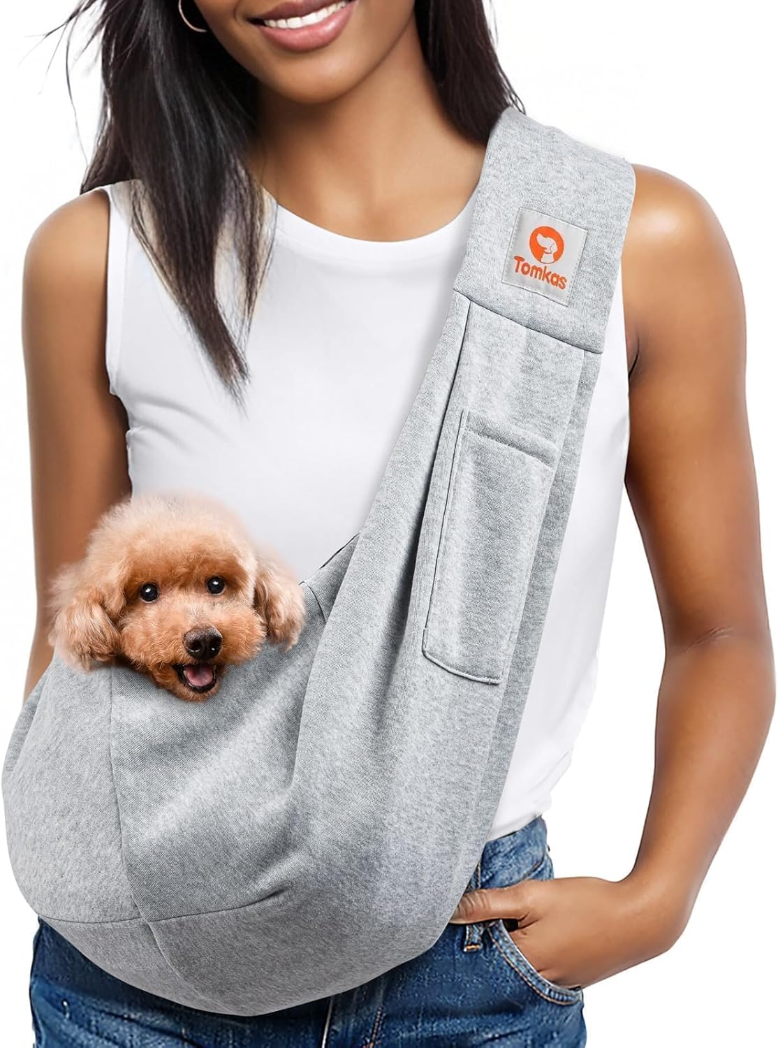Small Dog Sling Carrier - Cat Sling Carrier - Classic Pocket & Classic Strap - for 3-10 Lbs Pets(Grey) - Best Pet Care Store