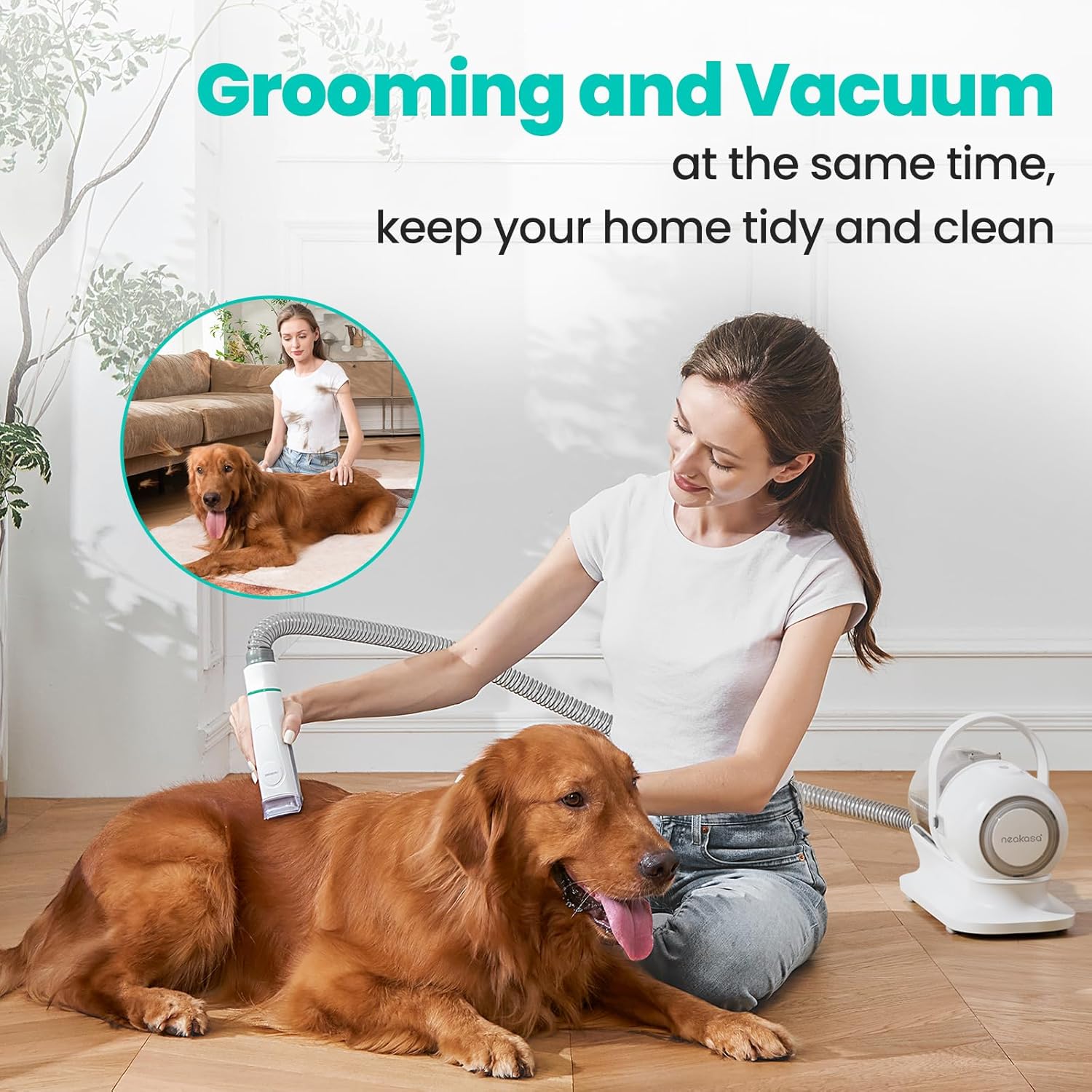 P1 Pro Pet Grooming Vacuum Suction 99% Pet Hair, Dog Grooming Kit with 5 Professional Grooming Shedding Tools for Dogs Cats and Other Animals - Best Pet Care Store