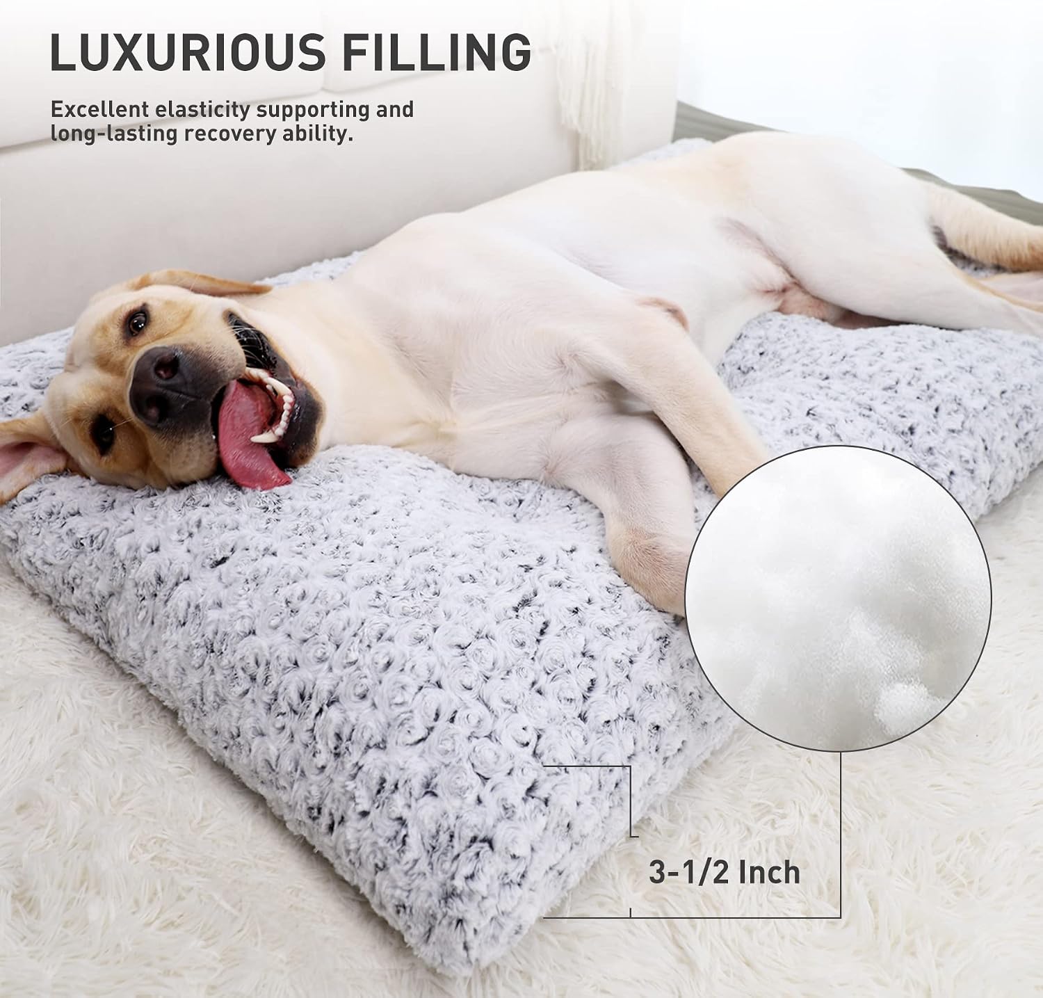 Washable Plush Dog Crate Bed – Anti-Slip Kennel Pad for All Sizes, 35"x23", Gray - Best Pet Care Store