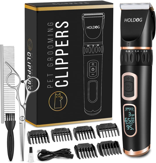 Dog Clippers Professional Heavy Duty Grooming Clipper 3-Speed Low Noise High Power Rechargeable Cordless Pet Tools for Small & Large Dogs Cats Pets with Thick Coats - Best Pet Care Store