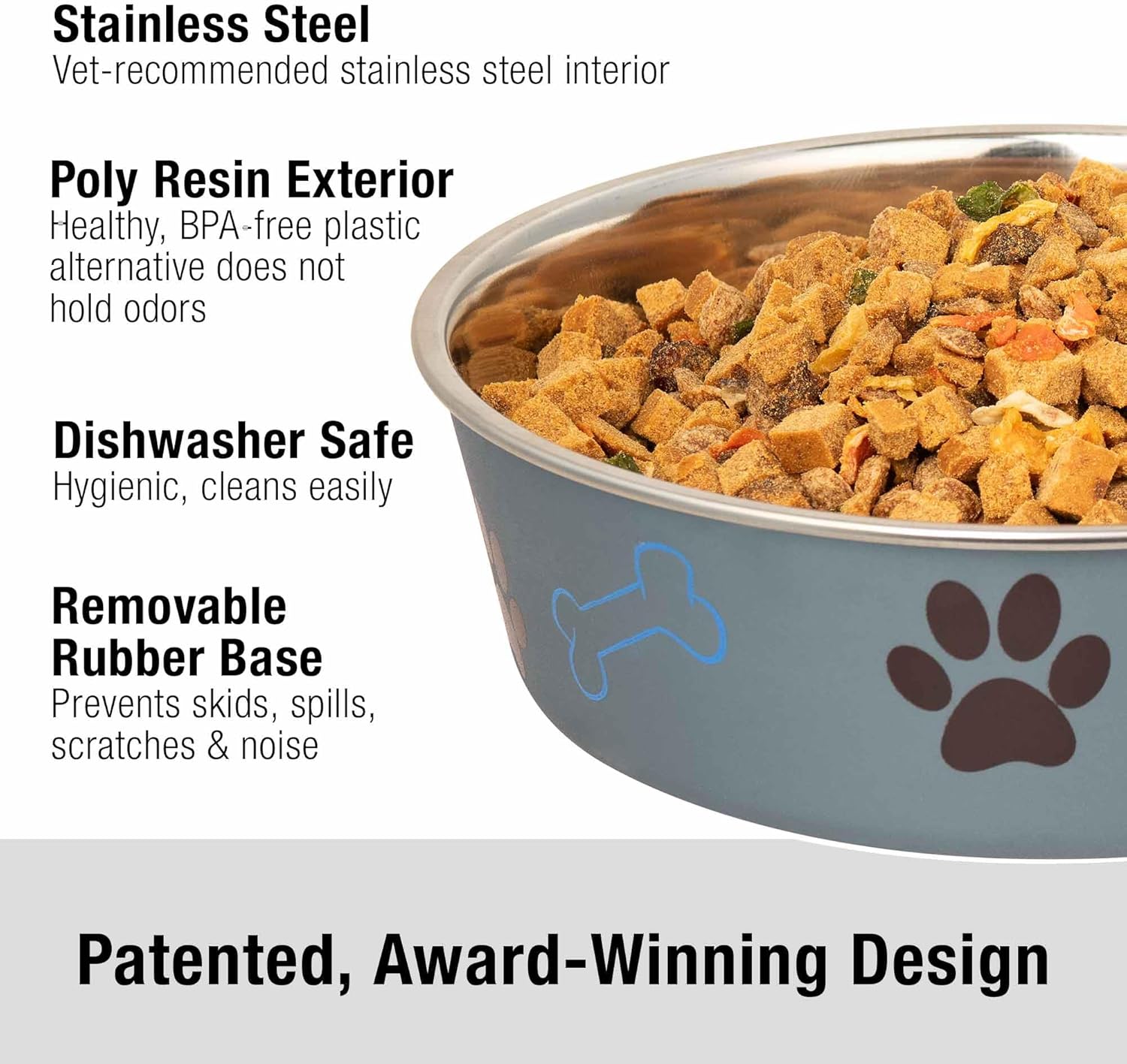 Bella Dog Bowls- Stainless Steel Dog & Cat Bowls - Spill Proof Dog Food Bowl, Cat Bowl, Puppy Essentials & Pet Supplies Great for Home & Travel (Medium 20-35 Lbs, Blueberry) - Best Pet Care Store