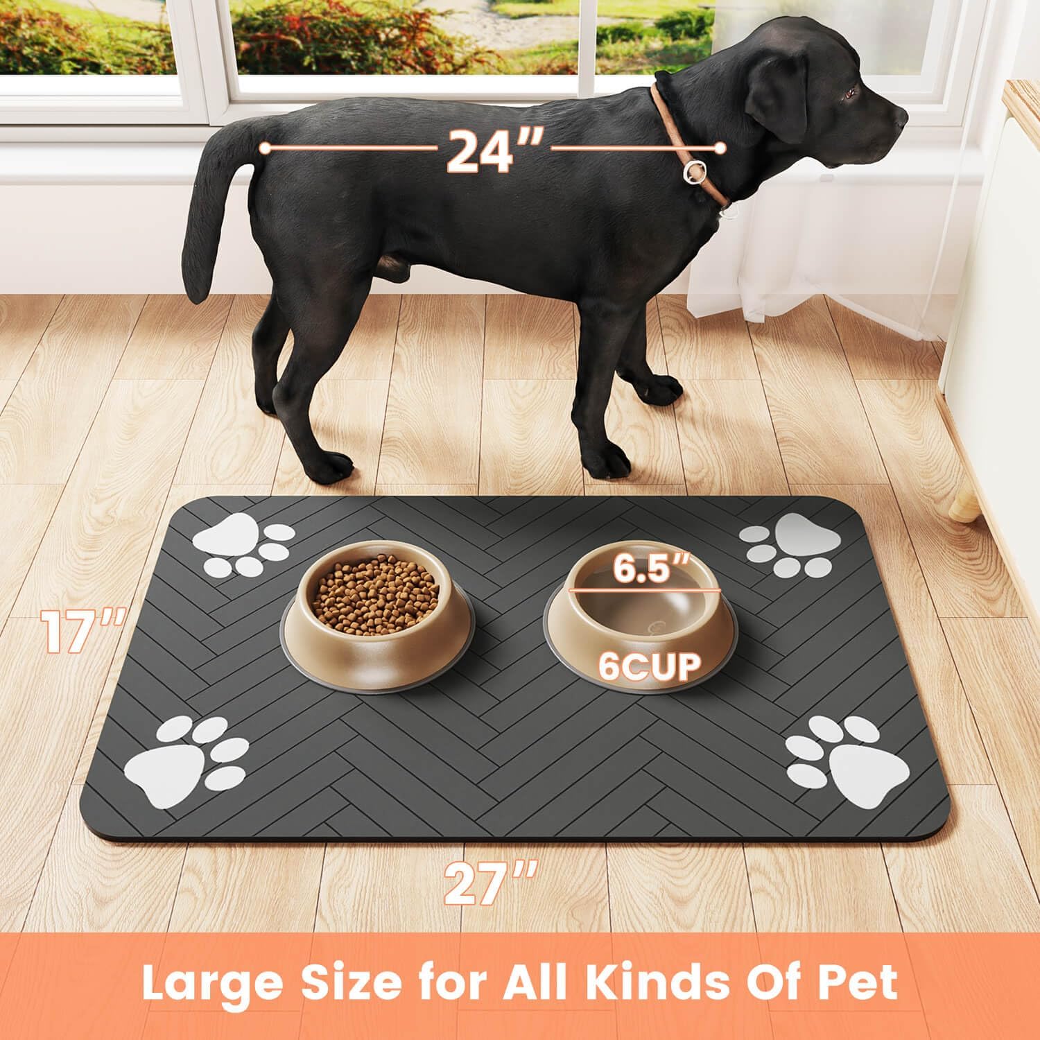 Absorbent Pet Feeding Mat – Waterproof Non-Slip Placemat for Dog & Cat Food Bowls, 20"x12" - Best Pet Care Store