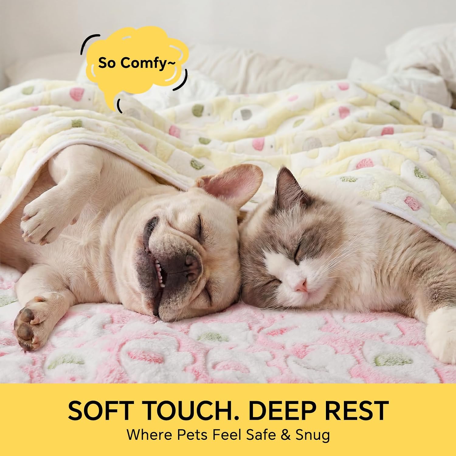 1 Pack 3 Blankets Super Soft Fluffy Premium Cute Elephant Pattern Pet Blanket Flannel Throw for Dog Puppy Cat Blue/Pink/Yellow Small(23X16 Inch)