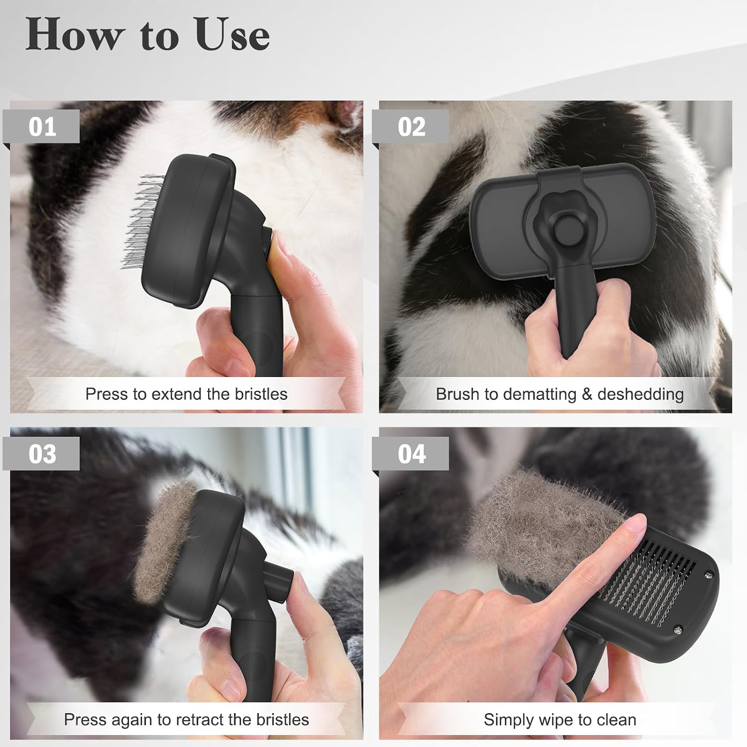 Self Cleaning Slicker Brush for Dogs & Cats - Skin Friendly Deshedding and Grooming Brush for Haired Pets, Pet Supplies Accessory, Black - Best Pet Care Store