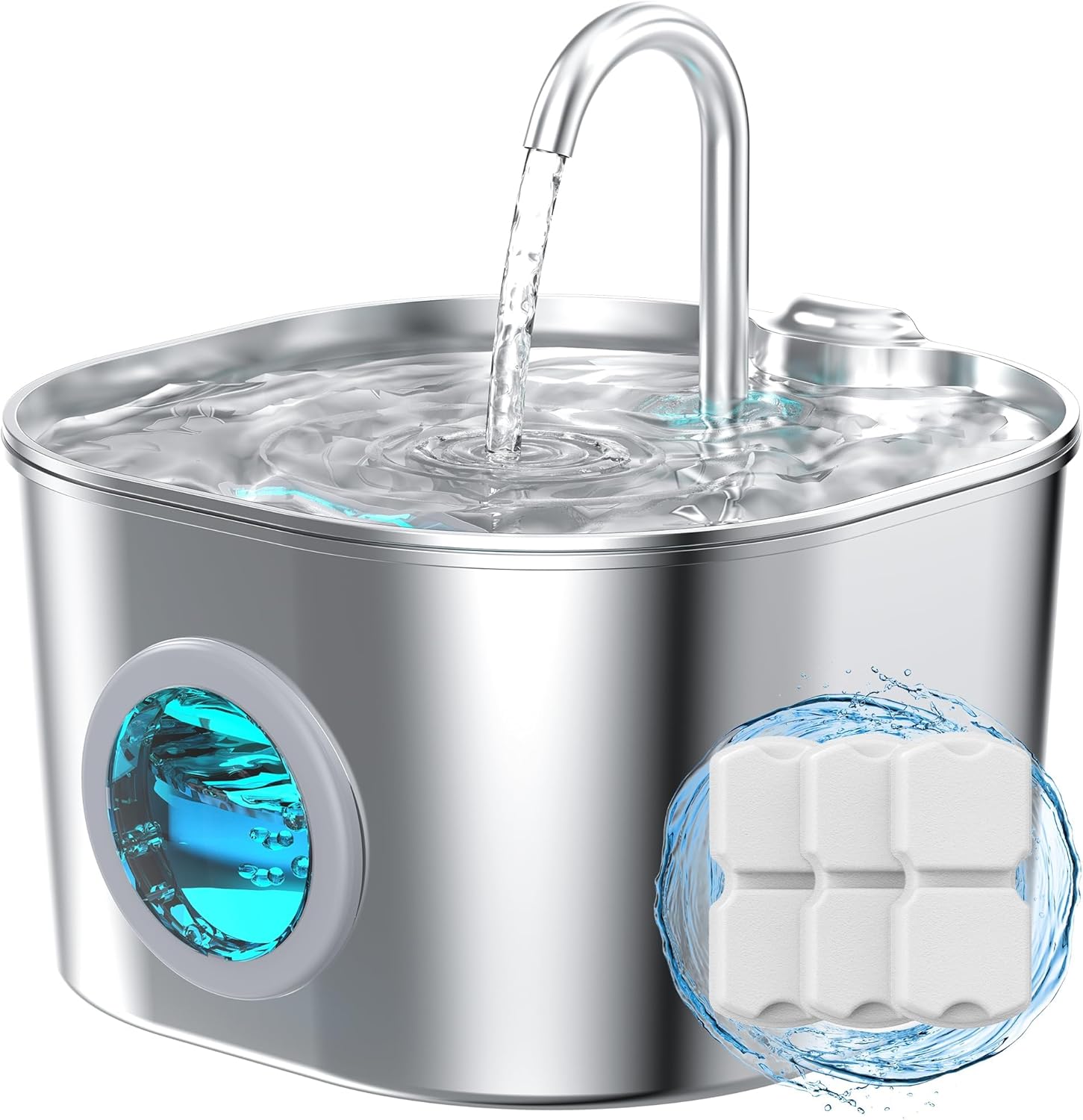 Stainless Steel Cat Water Fountain – Automatic Indoor Pet Waterer, 2.2L with Faucet Flow - Best Pet Care Store