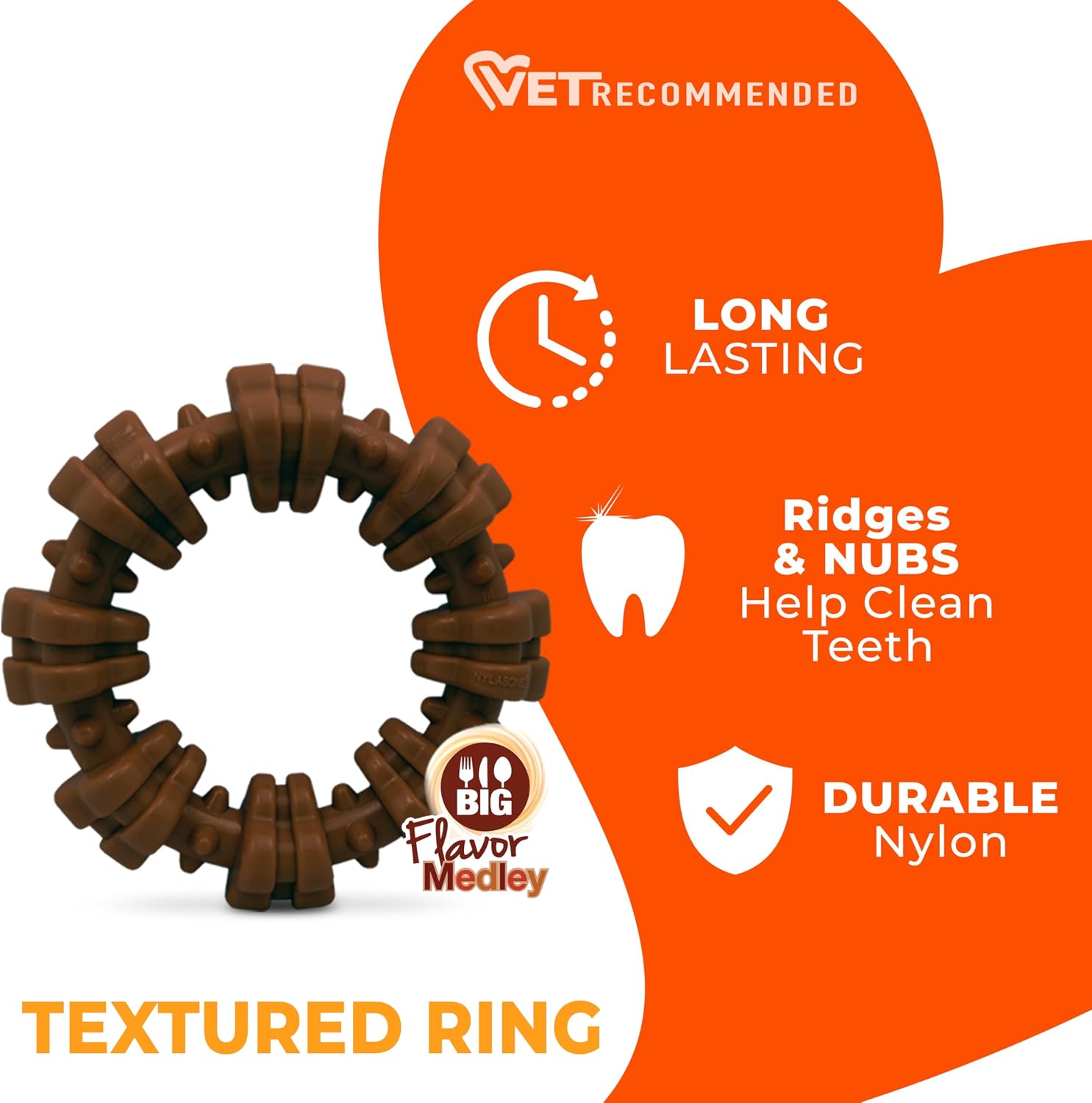 Textured Ring Power Chew Toy for Large Dogs, Durable Dog Toys for Aggressive Chewers, Strong Dog Chew Bones to Keep Them Busy, Flavor Medley, X-Large - 50+ Lbs, 1 Count - Best Pet Care Store