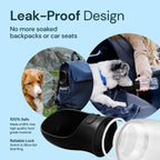 Dog Water Bottle Dispenser - 12 Oz Black, Leak-Proof | 12Oz Leak-Proof Bottle - One-Hand Use - Built-In Bowl - Use for Dog Walks, Travel, Hiking & Beach Days