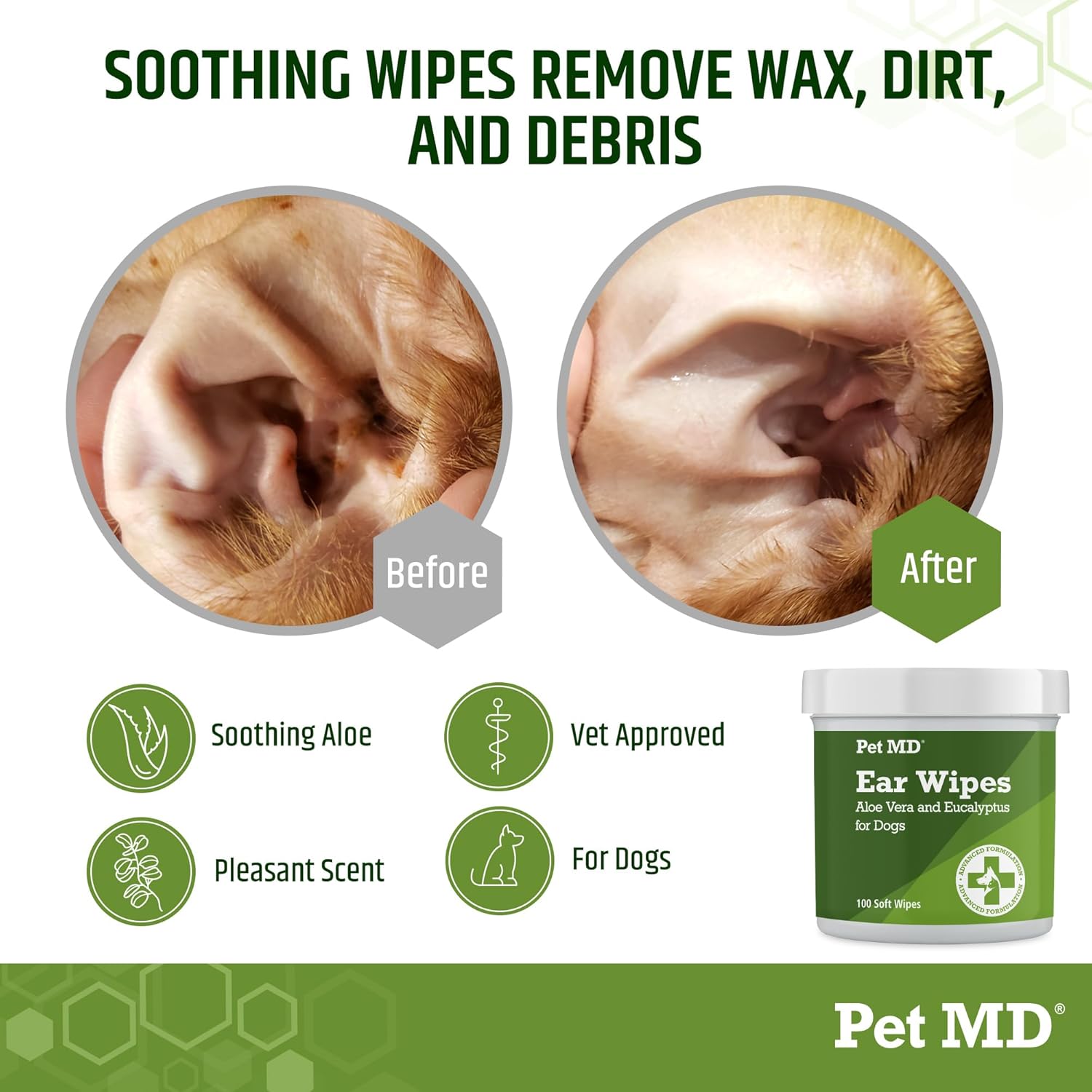 Dog Ear Cleaning Wipes – Vet-Formulated with Aloe Vera & Eucalyptus, 100ct - Best Pet Care Store