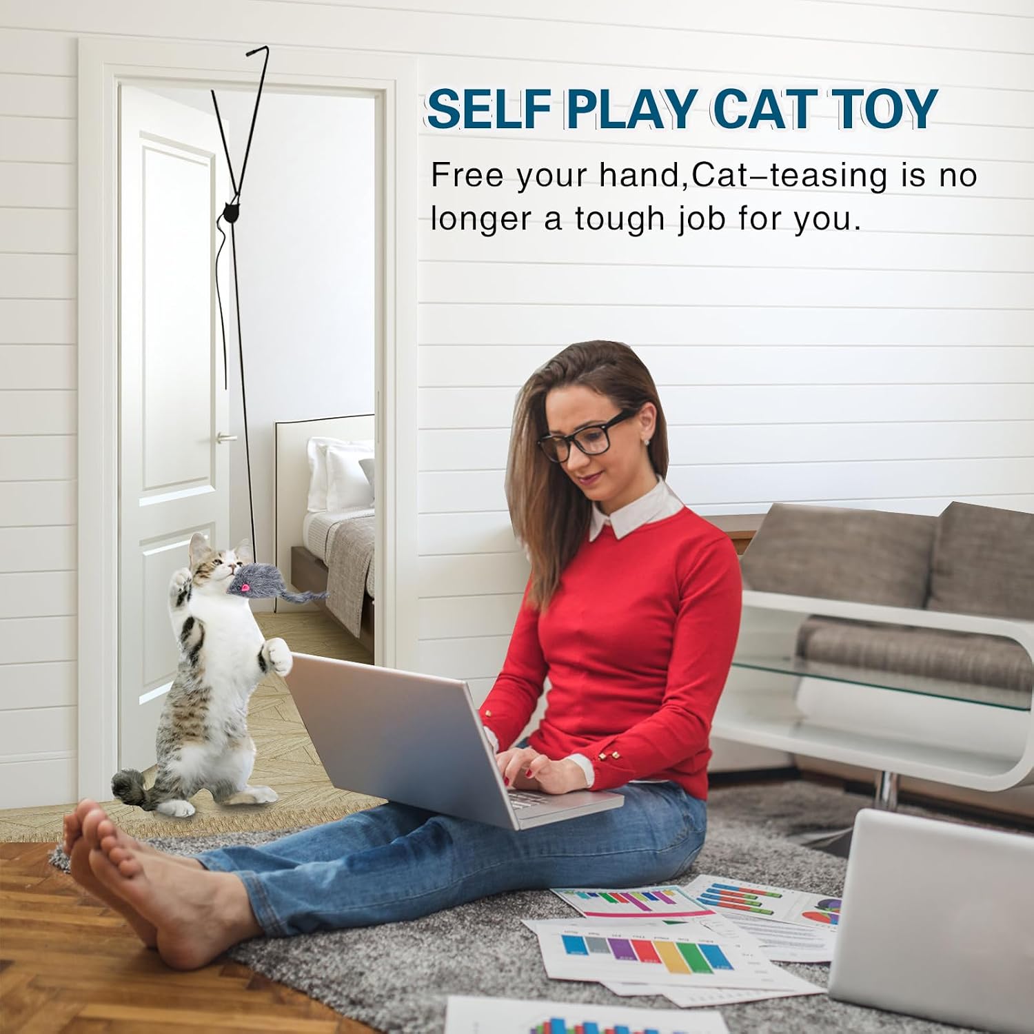 Retractable Hanging Cat Feather Teaser Toy for Indoor Cats - Best Pet Care Store