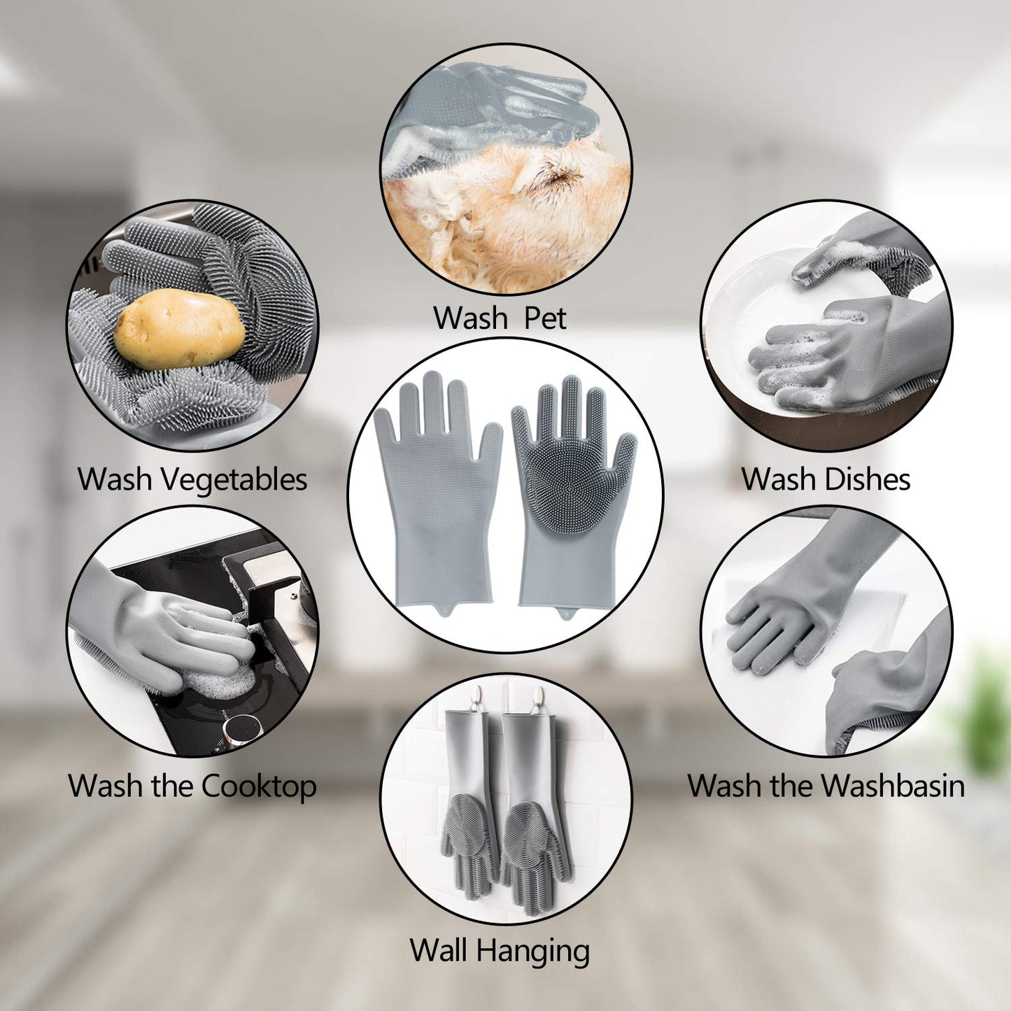 Pet Grooming Deshedding Gloves – 5-Finger Massage Mitt for Dogs, Cats, Rabbits & Horses - Best Pet Care Store