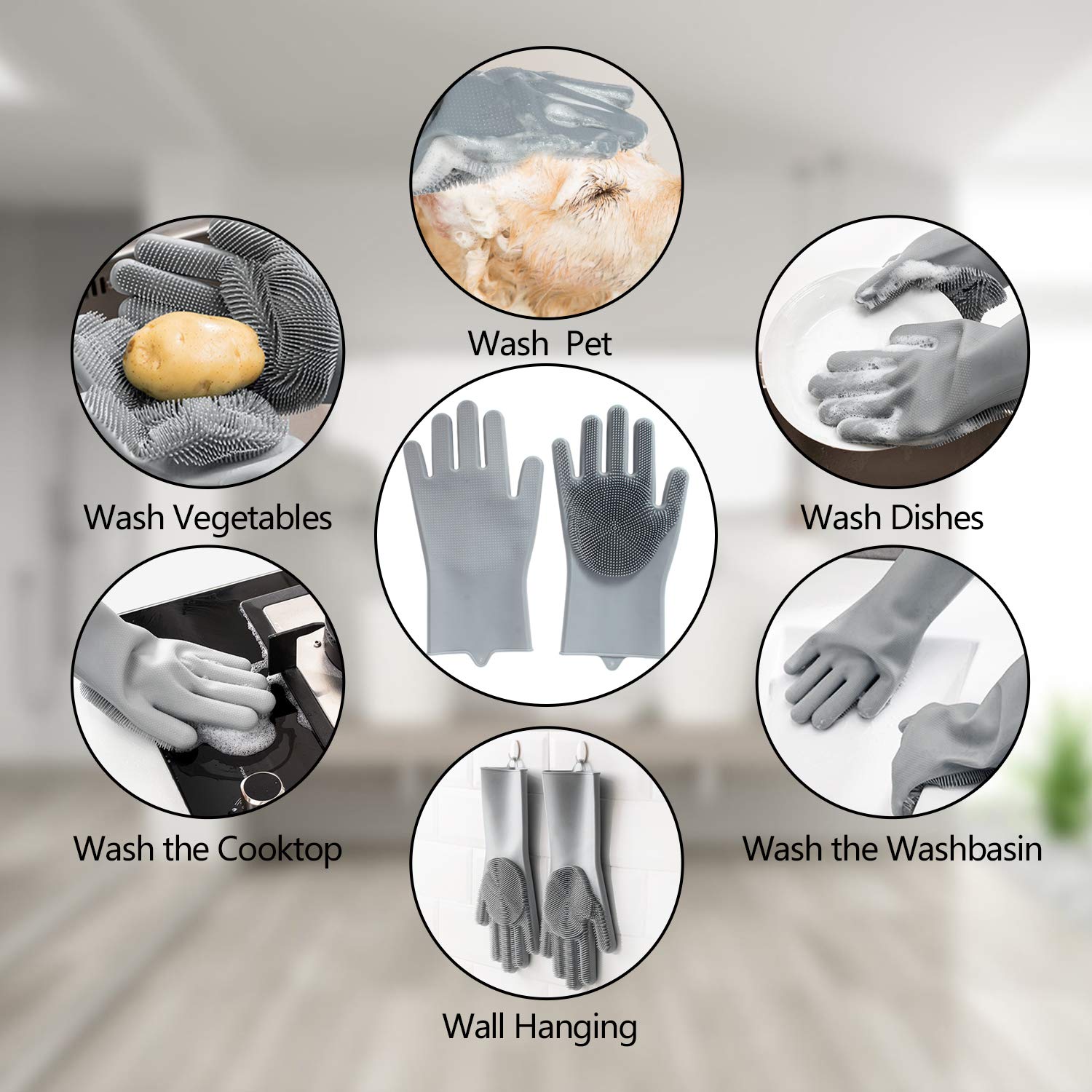 Pet Grooming Deshedding Gloves – 5-Finger Massage Mitt for Dogs, Cats, Rabbits & Horses - Best Pet Care Store