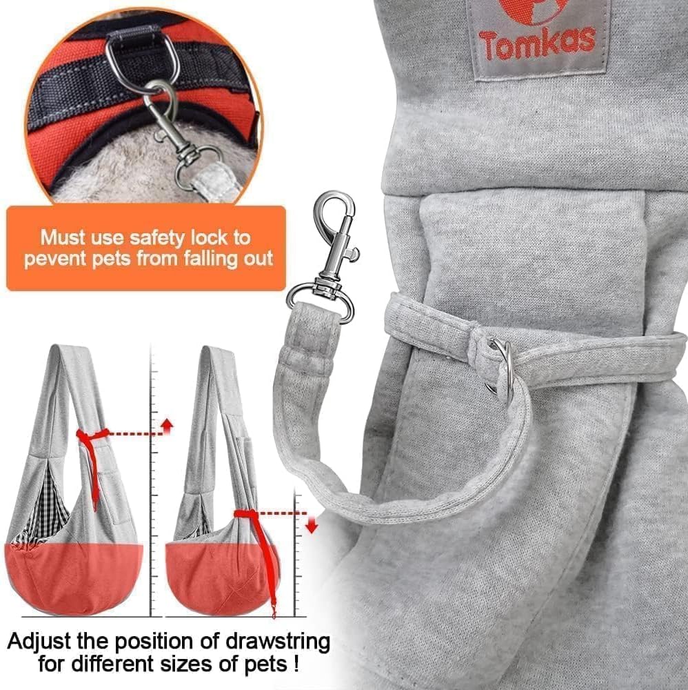 Small Dog Sling Carrier - Cat Sling Carrier - Classic Pocket & Classic Strap - for 3-10 Lbs Pets(Grey) - Best Pet Care Store