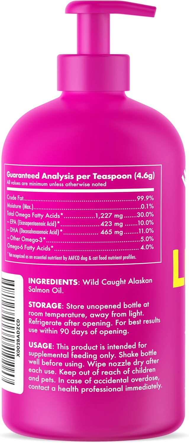 Wild Alaskan Salmon Oil for Dogs & Cats – Omega 3 6 9 Skin & Coat Supplement, 32oz - Best Pet Care Store