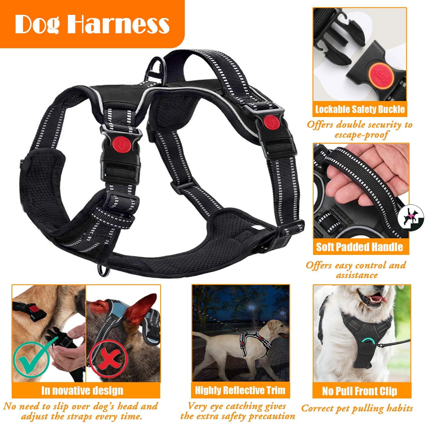 No-Pull Dog Harness, Collar & Leash Set – Includes Seat Belt, Collapsible Bowl & Poop Bag Dispenser, S–L - Best Pet Care Store