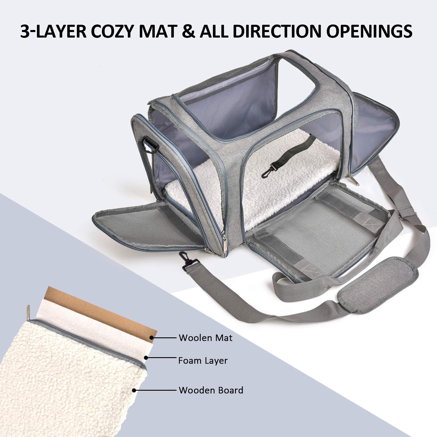 Cat Carriers Dog Carrier Pet Carrier for Small / Medium Cats Dogs Puppies (Up to 15Lbs), TSA Airline Approved Small Dog Carrier Soft Sided, Collapsible Waterproof Travel Puppy Carrier - Grey - Best Pet Care Store