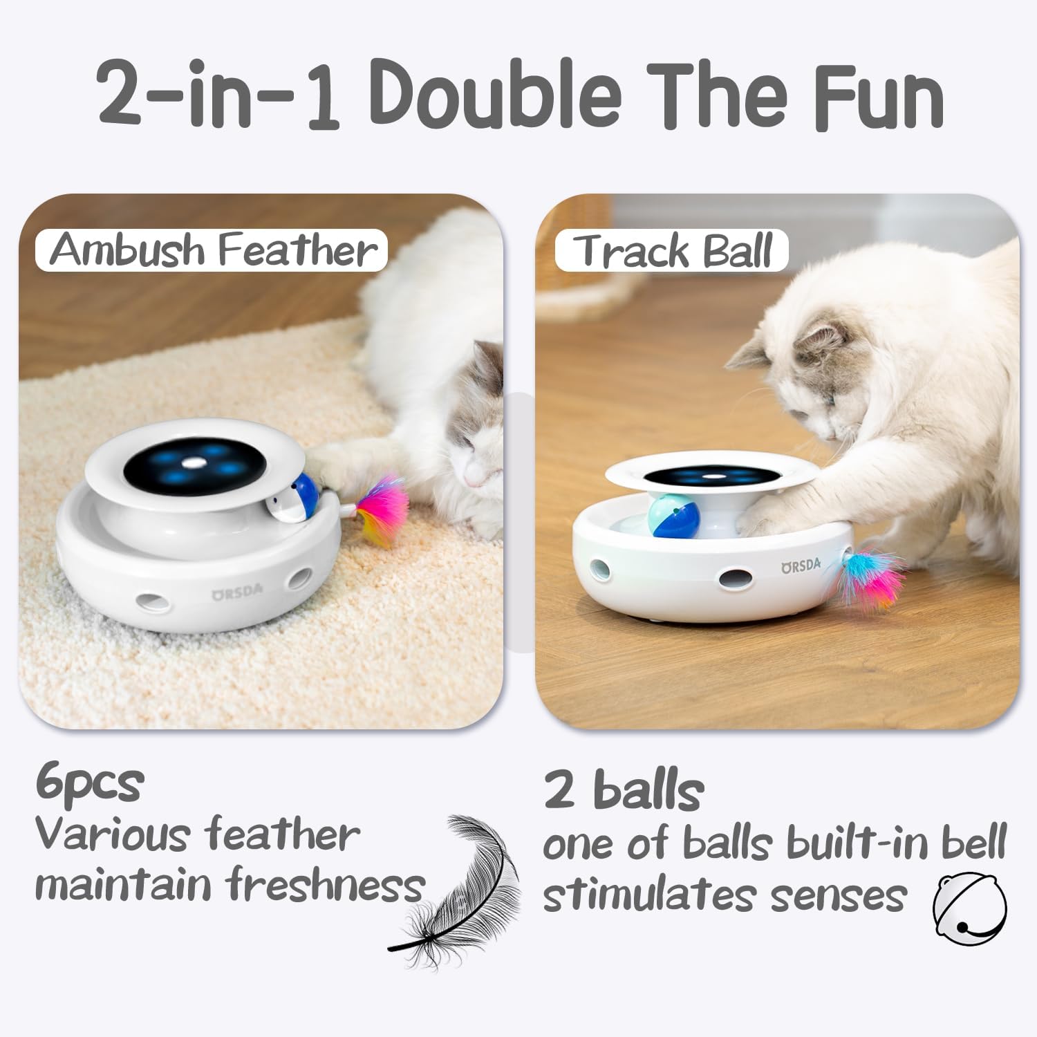 2-in-1 Interactive Electronic Cat Toy with Ball & Ambush Feather - Best Pet Care Store