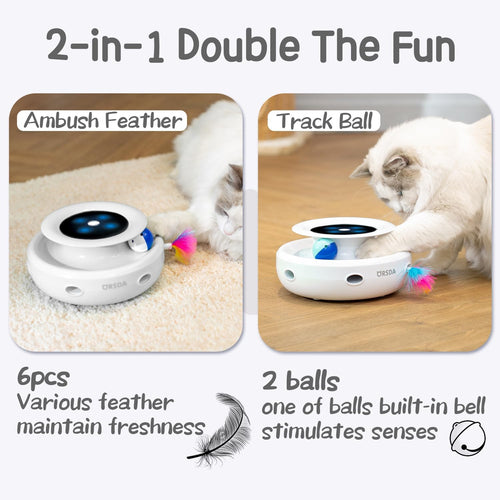 2-in-1 Interactive Electronic Cat Toy with Ball & Ambush Feather - Best Pet Care Store