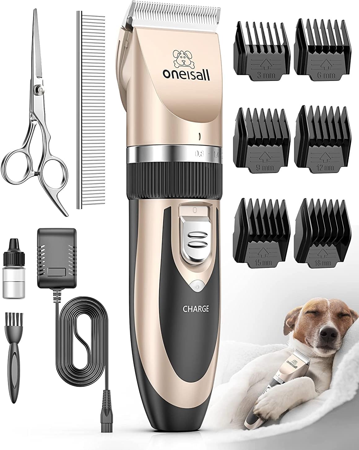 Cordless Dog Clippers & Grooming Kit – Low Noise, Rechargeable (Gold) - Best Pet Care Store