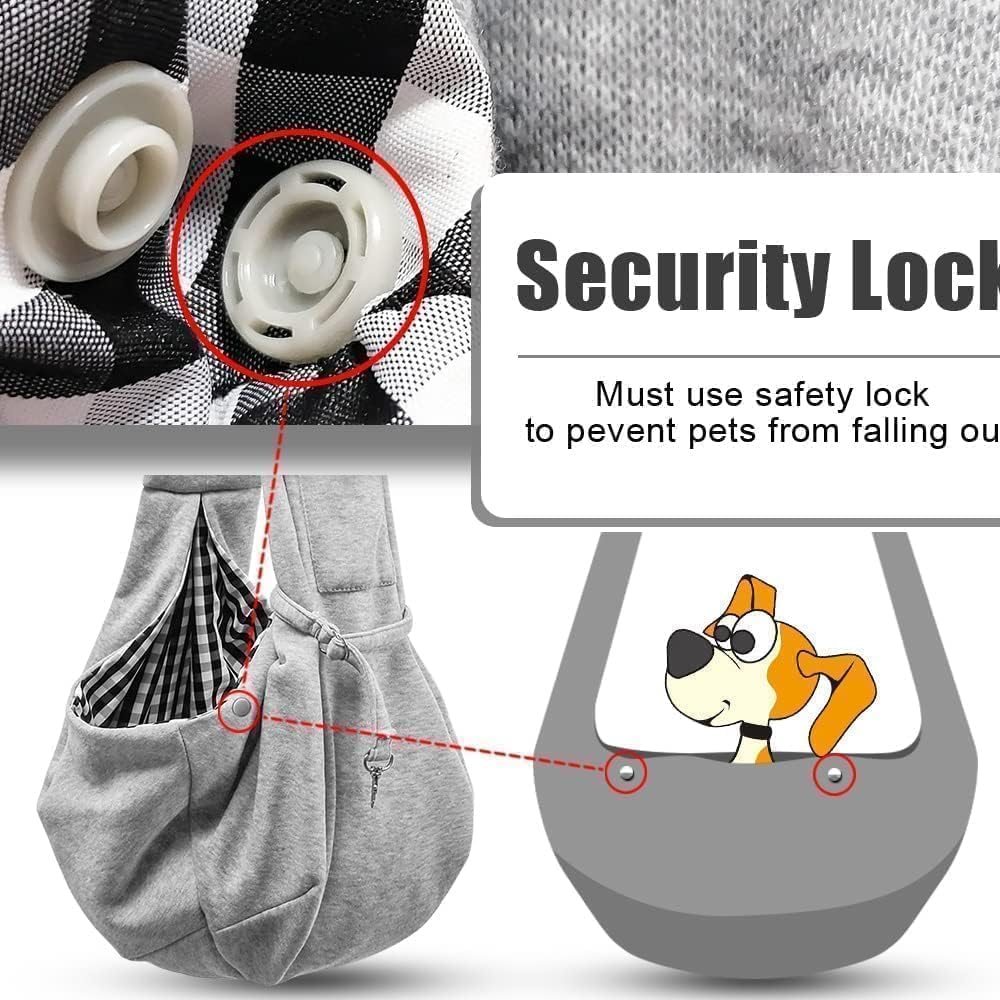 Small Dog Sling Carrier - Cat Sling Carrier - Classic Pocket & Classic Strap - for 3-10 Lbs Pets(Grey) - Best Pet Care Store