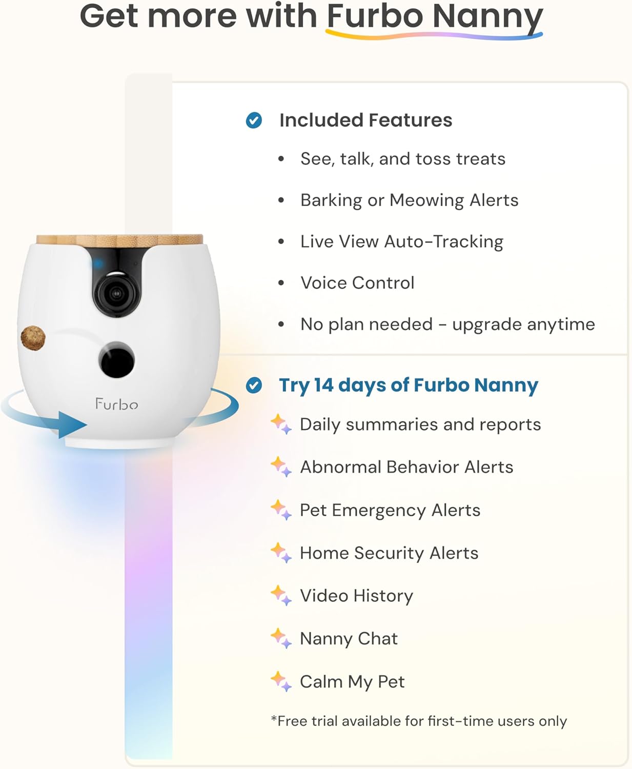 Mini 360° 2K QHD Pet Camera: Basic See, Talk & Toss Features, No AI Alerts, No Subscription Required, Dog & Cat Rotating Treat Dispenser W/Phone App, Smart Indoor Cam, 2-Way Audio & Night Vision - Best Pet Care Store