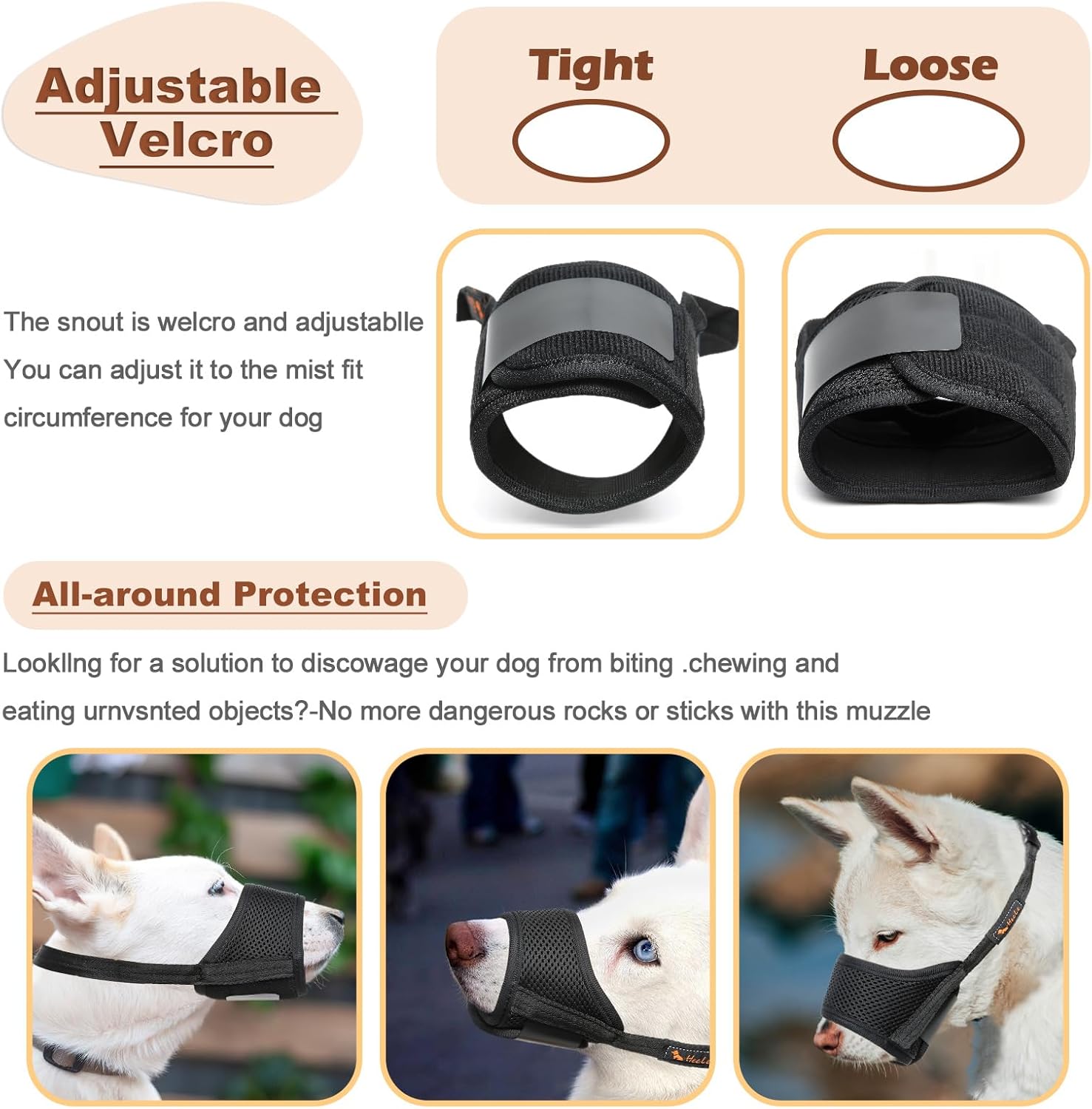 Dog Muzzle,Soft Nylon Muzzle anti Biting Barking Chewing,Air Mesh Breathable Drinkable Adjustable Loop Pets Muzzle for Small Medium Large Dogs 4 Colors 4 Sizes (Black, L) - Best Pet Care Store