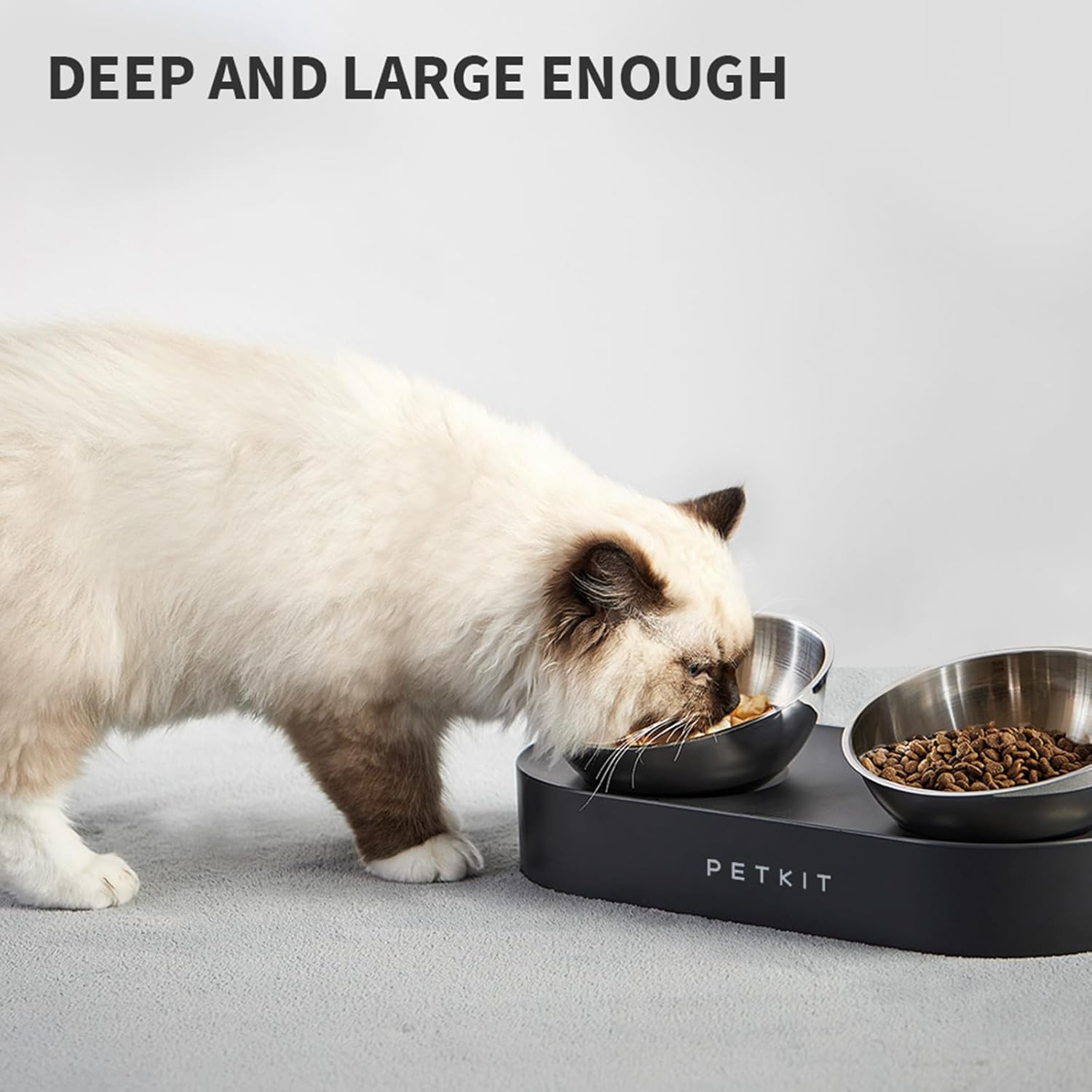 PETKIT 304 Stainless Steel Elevated Cat Bowls&Dog Bowls,Raised Cat Food and Water Bowl Set, Non-Slip, anti Vomiting 15°Tilted Cat Small Animal Plate - Best Pet Care Store