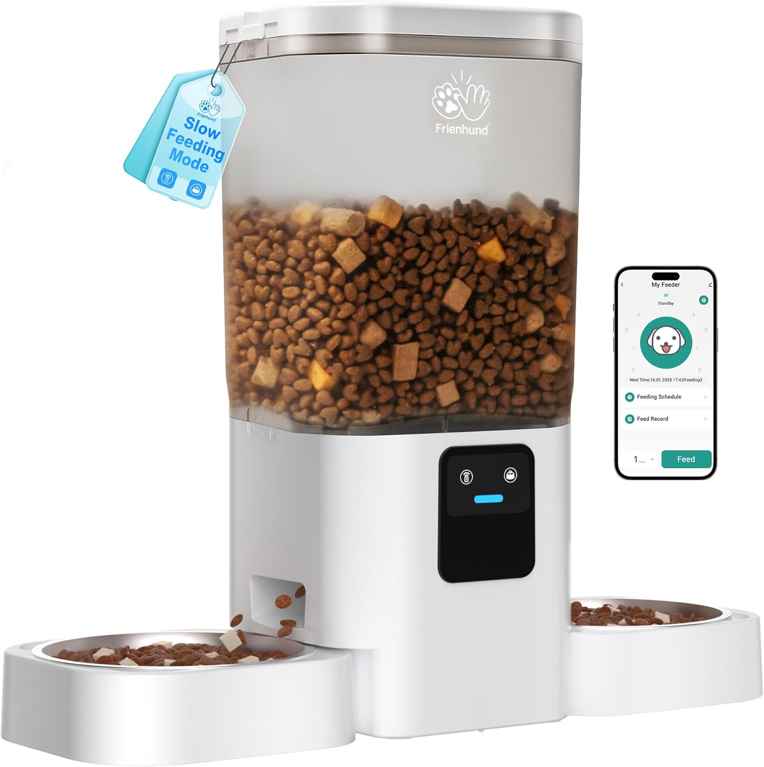 5G Wifi Automatic Cat Feeder 2 Cats: Dual Automatic Dog Feeder with APP Control, Cat Food Dispenser for Multiple Pets, Detachable for Easy Clean, 7L Large Food Storage -29 Cup (ACF190W-C) - Best Pet Care Store