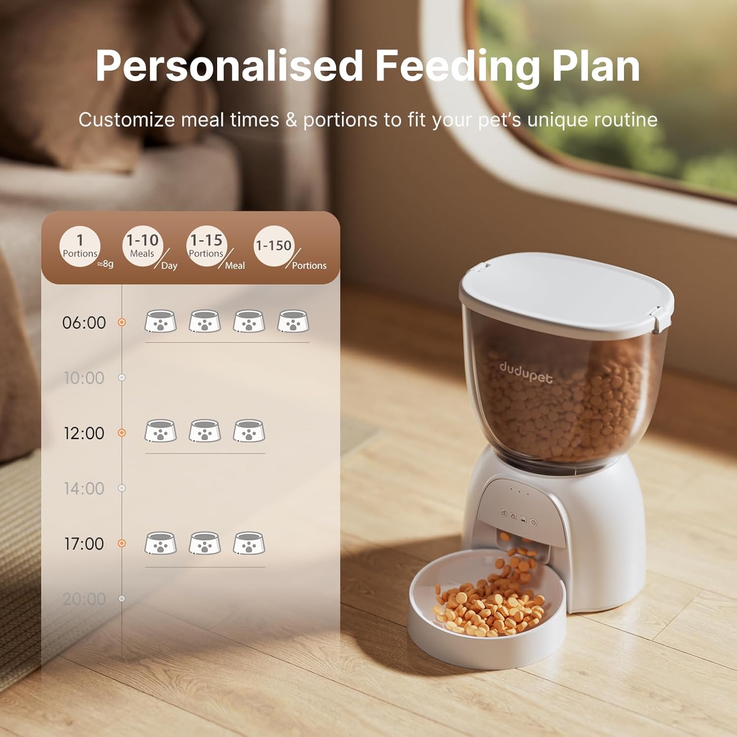 Automatic Cat Feeder with Wifi, Timed Cat Dry Food Dispenser for Cats Dog | 5L Capacity, 5G&2.4Ghz App Remote Control, Dual Power Supply,10 Meals 1-15 Portion Programmable, Cat Feeder for Multiple Pets - Best Pet Care Store