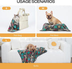 1 Pack 3 Blankets Fluffy Premium Fleece Pet Blanket Flannel Paw Printed Throw for Dog Cat(Small 23X16'', Grey/Brown/Blue) | Washable Throw Blanket for Crate, Couch, Bed, Travel. Cute Paw & Bone Print. Puppy Essential, Dog Gift,Grey/Brown/Blue