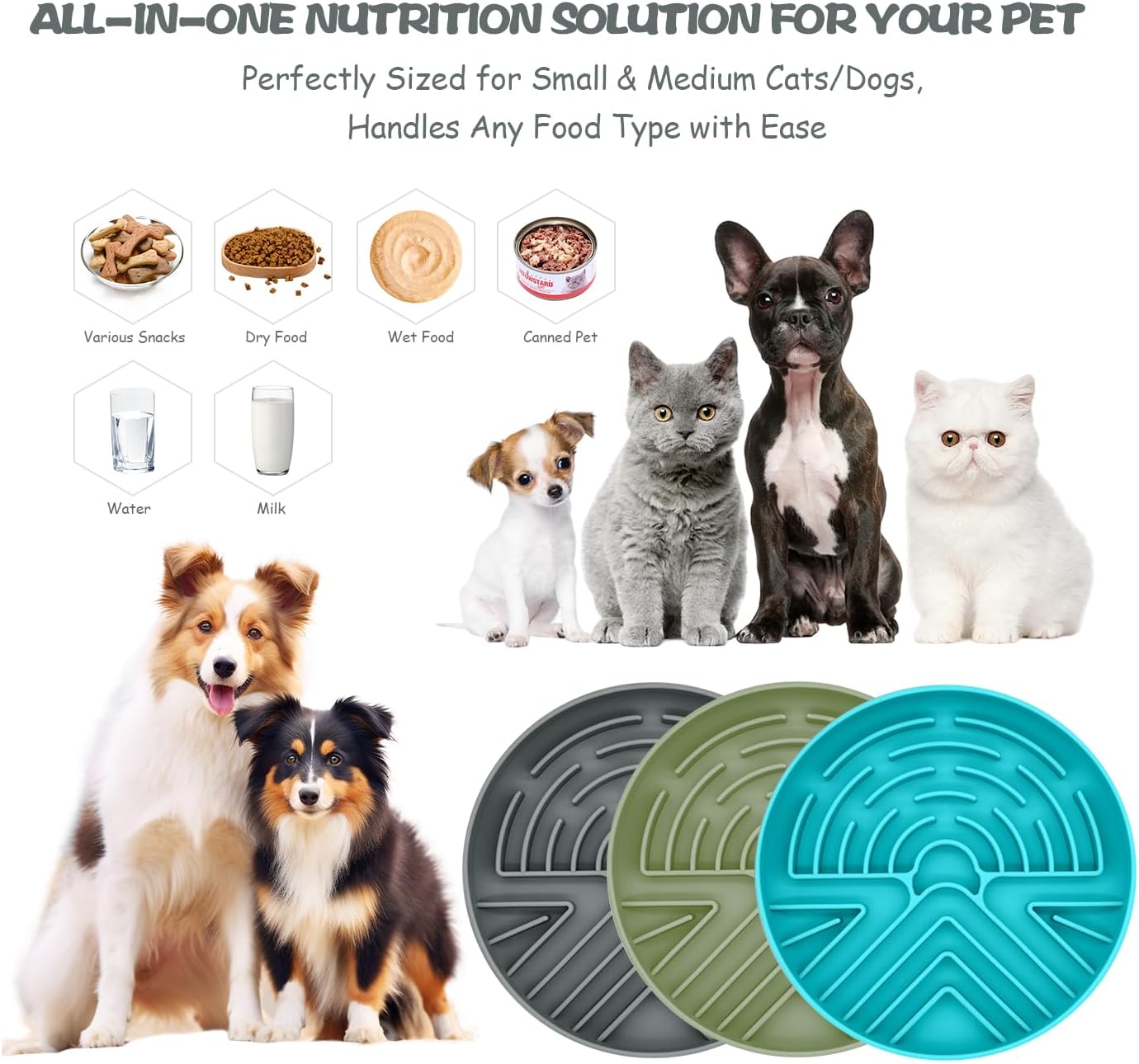 Slow Feeder Dog Bowl for Large & Small Pets, anti Choking Puzzle Dog Food Bowl with Non-Slip Base, Interactive Pet Slow Eating, Silicone Cat Feeder for Puppies & Cats(Grey Green) - Best Pet Care Store