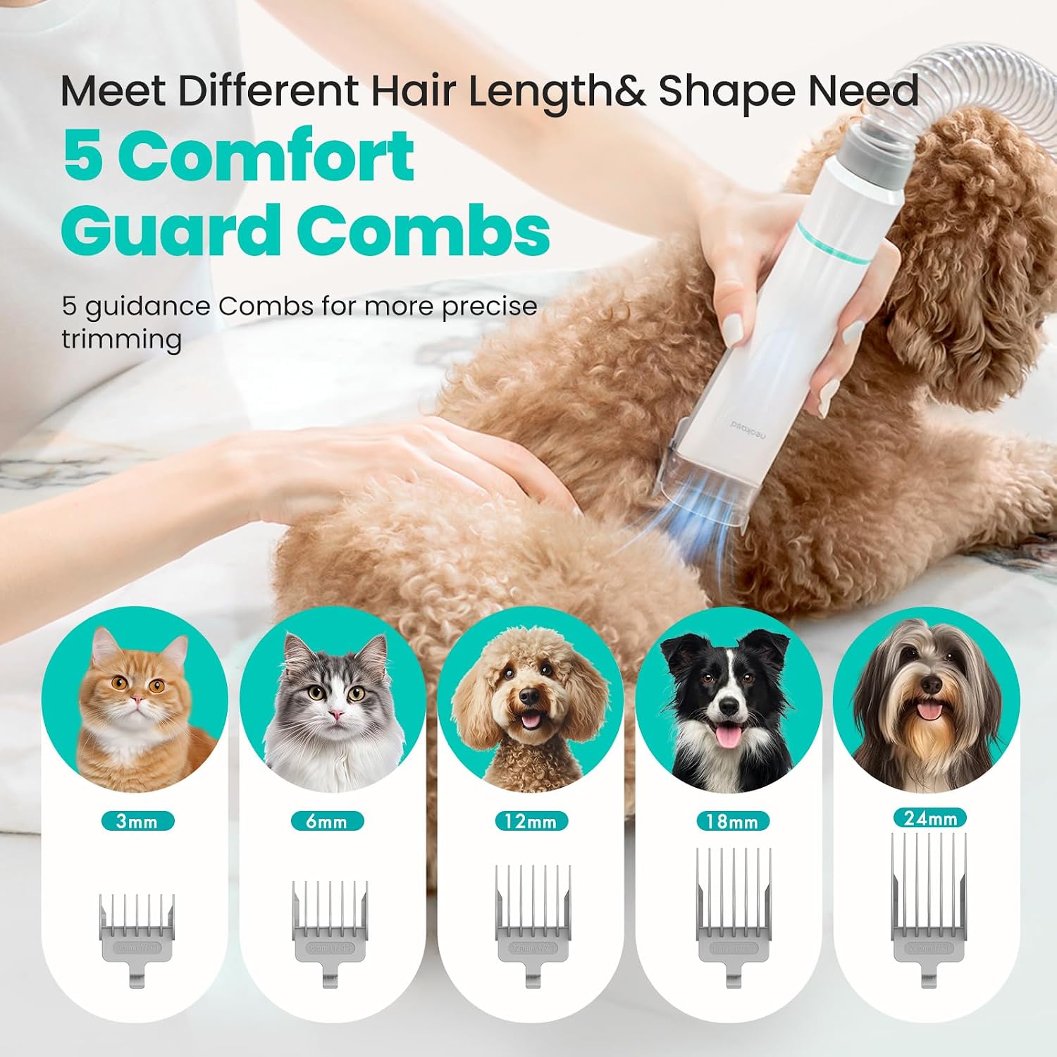 P1 Pro Pet Grooming Vacuum Suction 99% Pet Hair, Dog Grooming Kit with 5 Professional Grooming Shedding Tools for Dogs Cats and Other Animals - Best Pet Care Store
