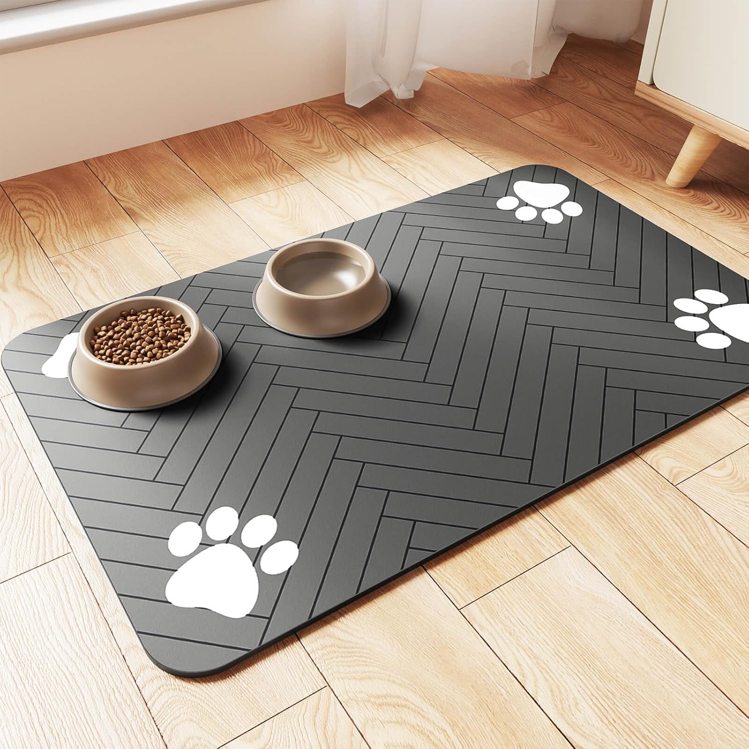 Absorbent Pet Feeding Mat – Waterproof Non-Slip Placemat for Dog & Cat Food Bowls, 20"x12" - Best Pet Care Store
