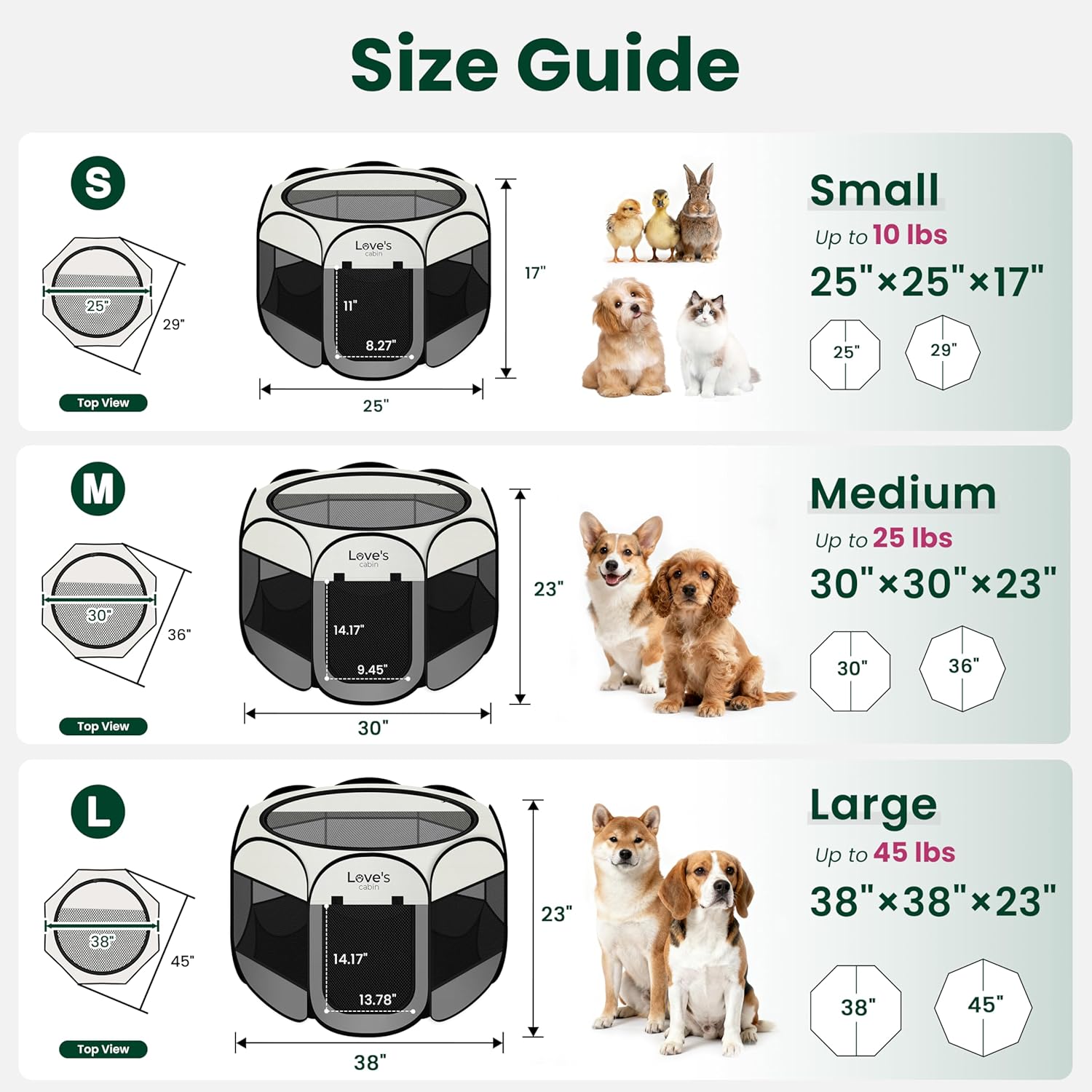 Pet Puppy Dog Playpen, Small Dog Tent Crates Cage Indoor/Outdoor, Portable Playpen for Cat, Foldable Pop up Dog Kennel Playpen with Carring Case, Removable Zipper Top, Grey - Best Pet Care Store