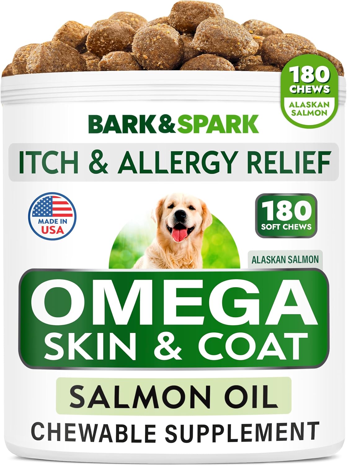 Omega 3 Alaskan Salmon Fish Oil Treats for Dogs – Skin, Coat & Joint Support, 180ct - Best Pet Care Store