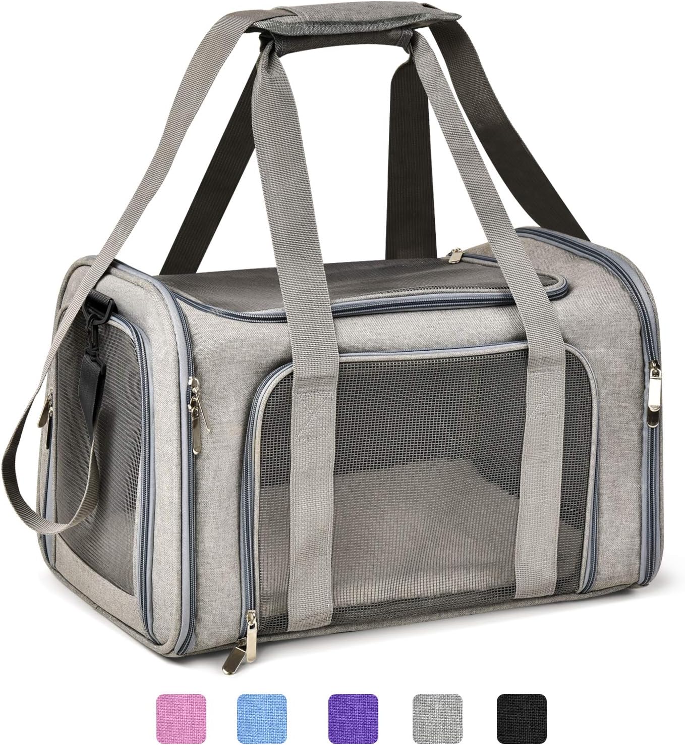 Cat Carriers Dog Carrier Pet Carrier for Small / Medium Cats Dogs Puppies (Up to 15Lbs), TSA Airline Approved Small Dog Carrier Soft Sided, Collapsible Waterproof Travel Puppy Carrier - Grey - Best Pet Care Store
