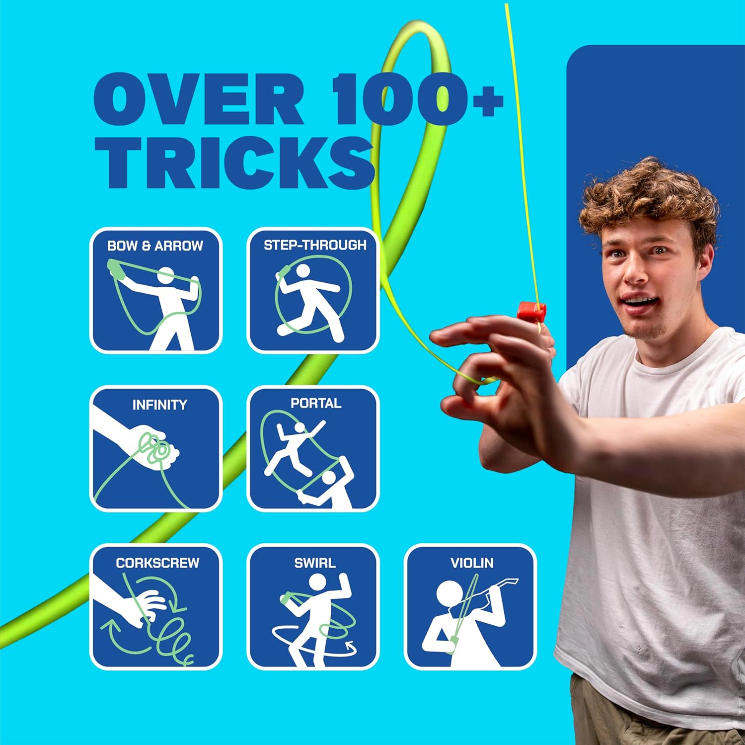 Original - as Seen on Shark Tank - Classic Rope Launcher Toy, Perfect for Kids & Adults - Fly a String Loop in the Air for Endless Tricks & Fun, Wonderment Awaits, Bold Blue - Best Pet Care Store