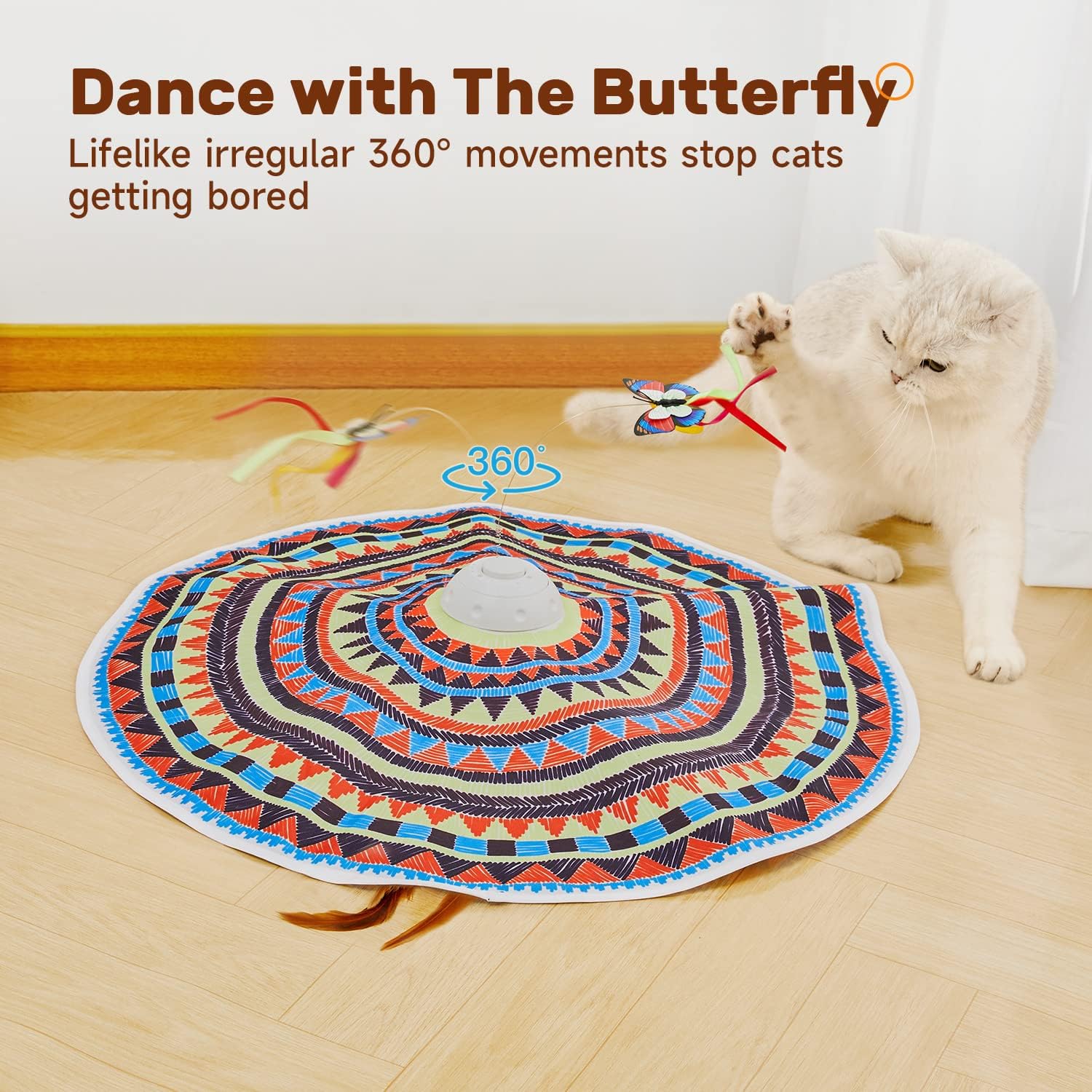 3-in-1 Rechargeable Hide & Seek Cat Toy – Fluttering Butterfly & Feather Wand - Best Pet Care Store