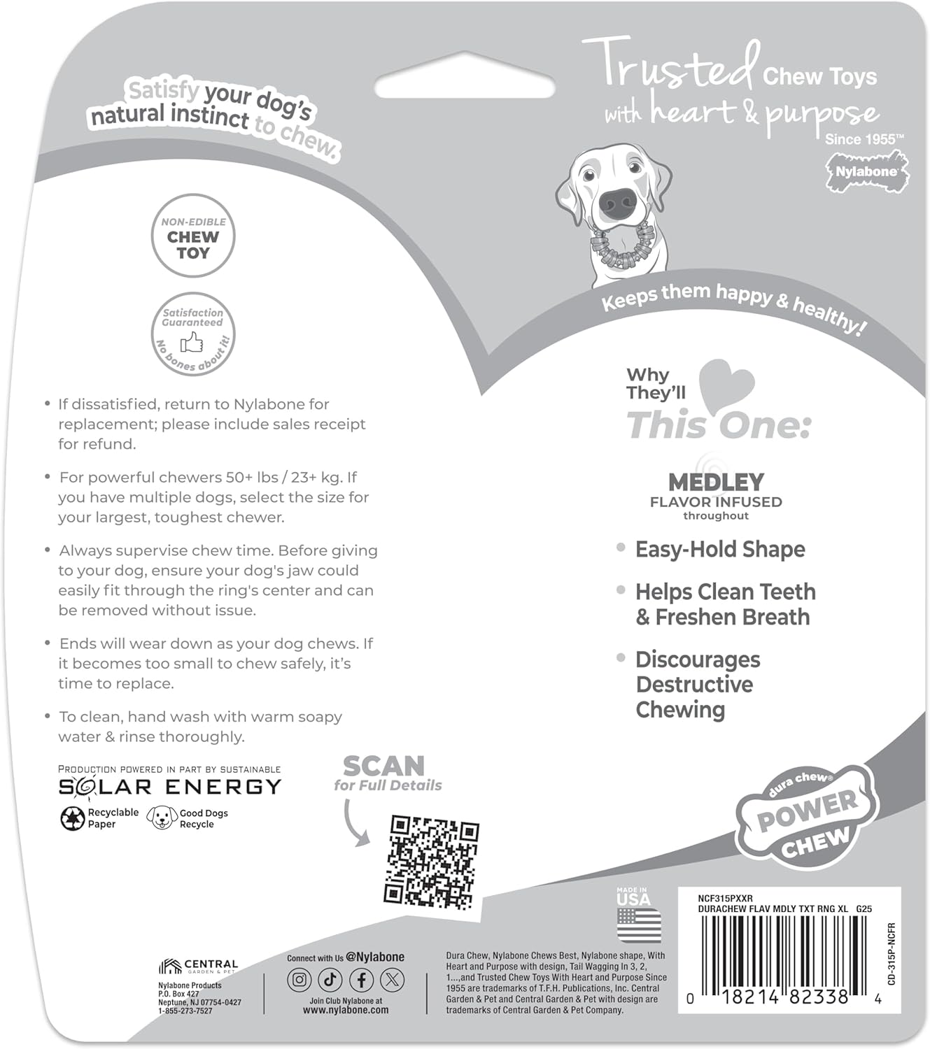 Textured Ring Power Chew Toy for Large Dogs, Durable Dog Toys for Aggressive Chewers, Strong Dog Chew Bones to Keep Them Busy, Flavor Medley, X-Large - 50+ Lbs, 1 Count - Best Pet Care Store