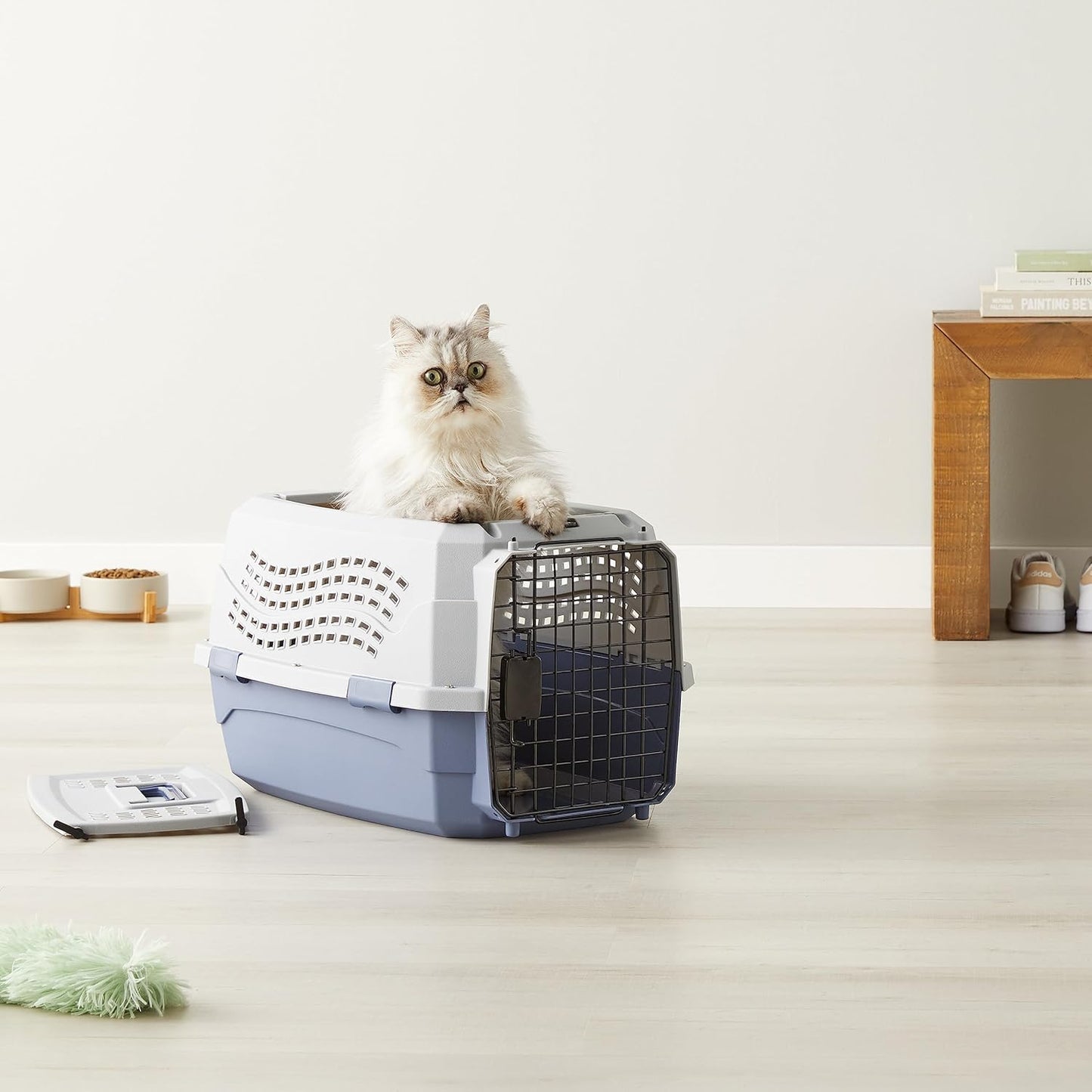 Sturdy Portable 2-Door Top-Load Hard-Sided Pet Travel Carrier with Secure Ventilation, Handle, Front & Top Entry for Dogs, Cats, 22.8"L X 15"W X 13"H, Gray & Blue - Best Pet Care Store