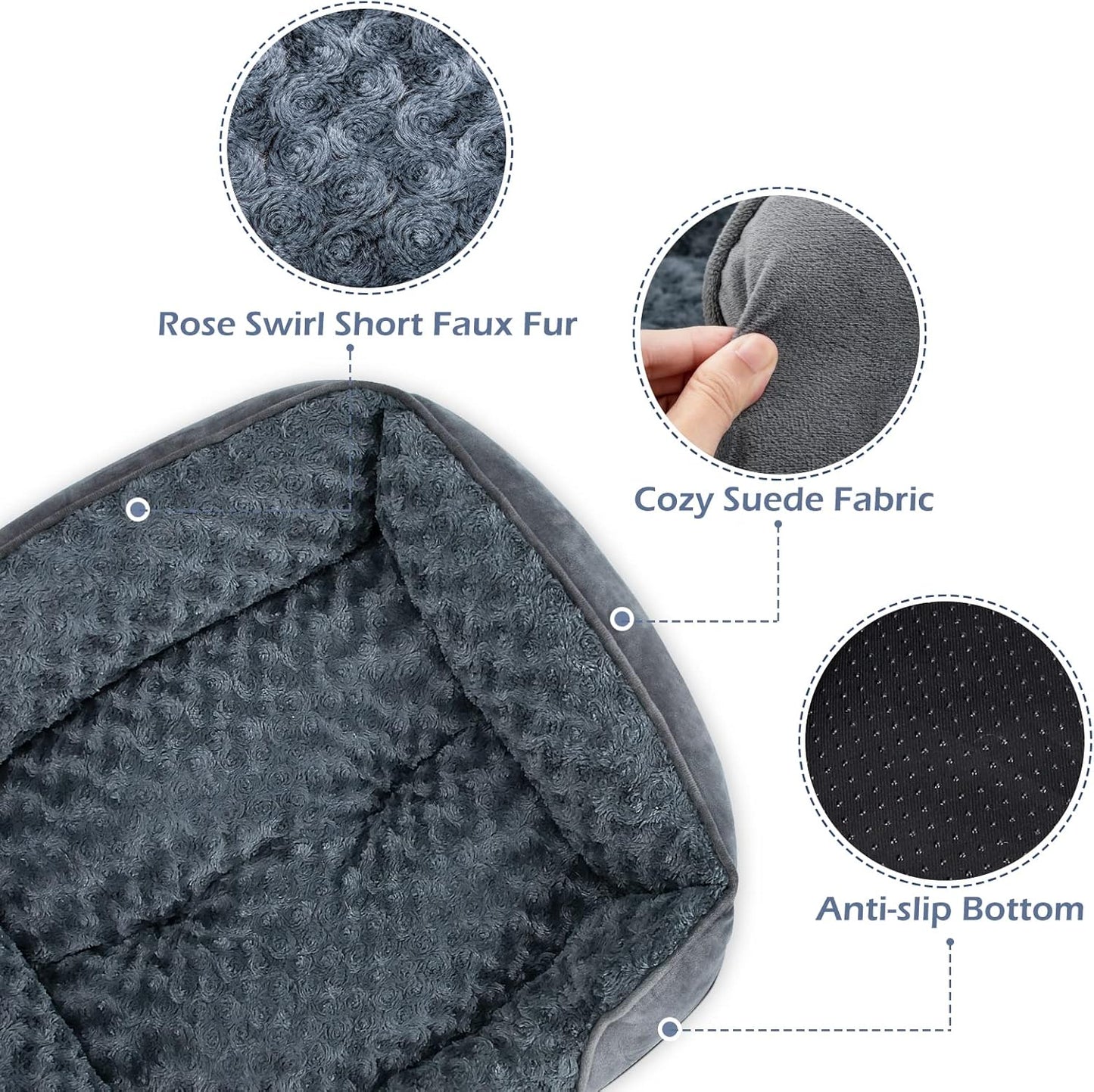 Washable Orthopedic Dog Bed – Soft Calming Rectangle Puppy Bed, Anti-Slip, Small 20"x19"x6" - Best Pet Care Store