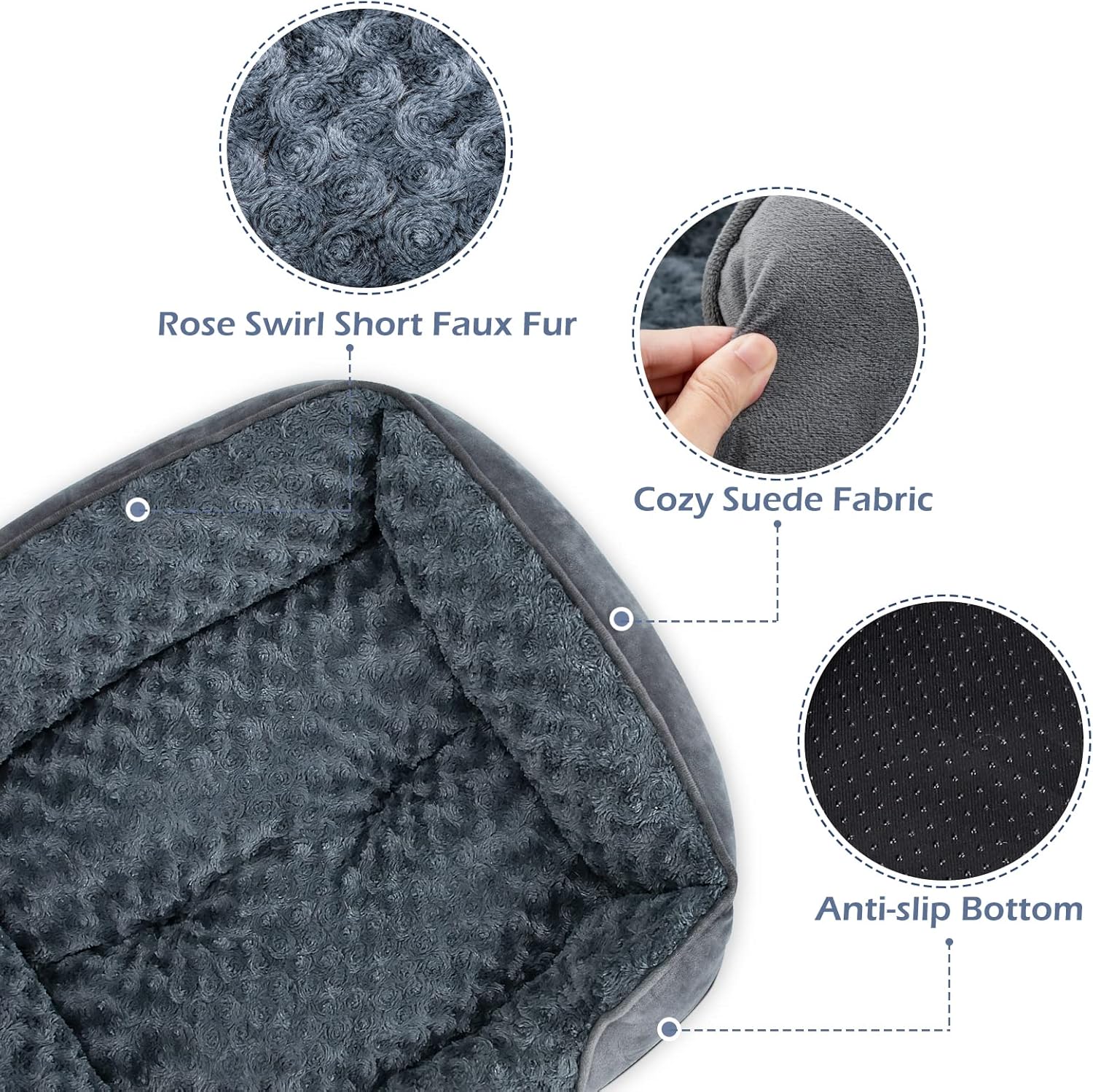 Washable Orthopedic Dog Bed – Soft Calming Rectangle Puppy Bed, Anti-Slip, Small 20"x19"x6" - Best Pet Care Store