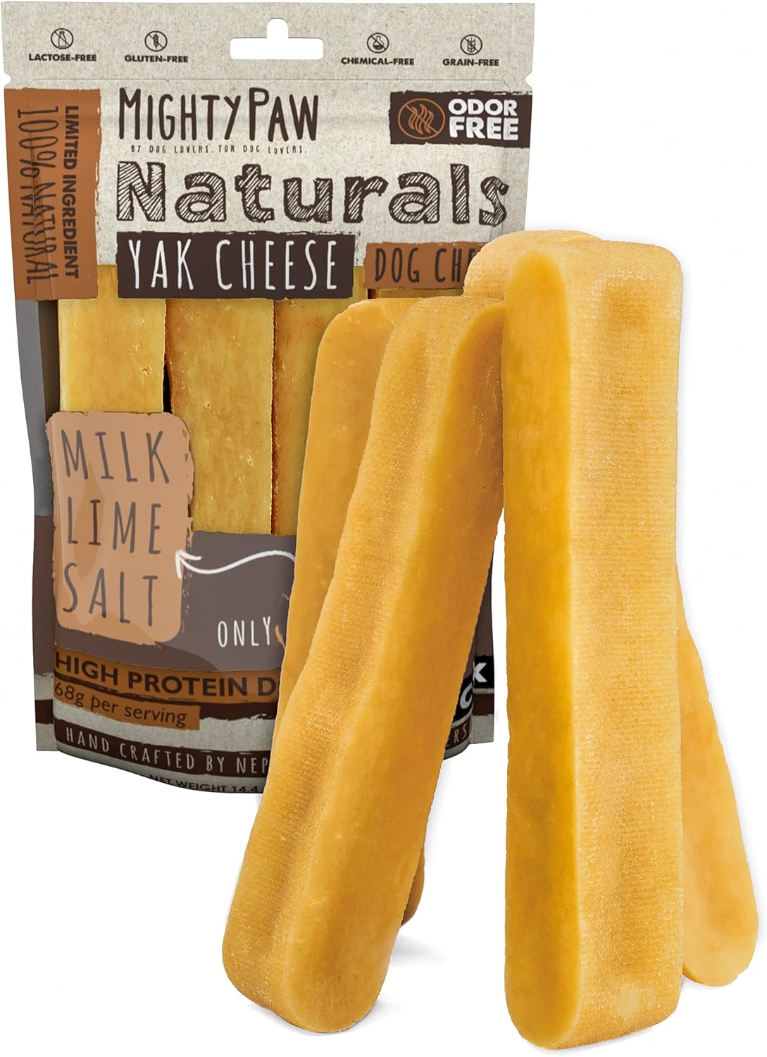 Yak Cheese Dog Chews – All-Natural Long Lasting Hard Chew for Aggressive Chewers – High Protein, Odor-Free Dog Treat – 3 Ingredient Natural Yak Chews for Large Dogs – (4 Pack) - Best Pet Care Store