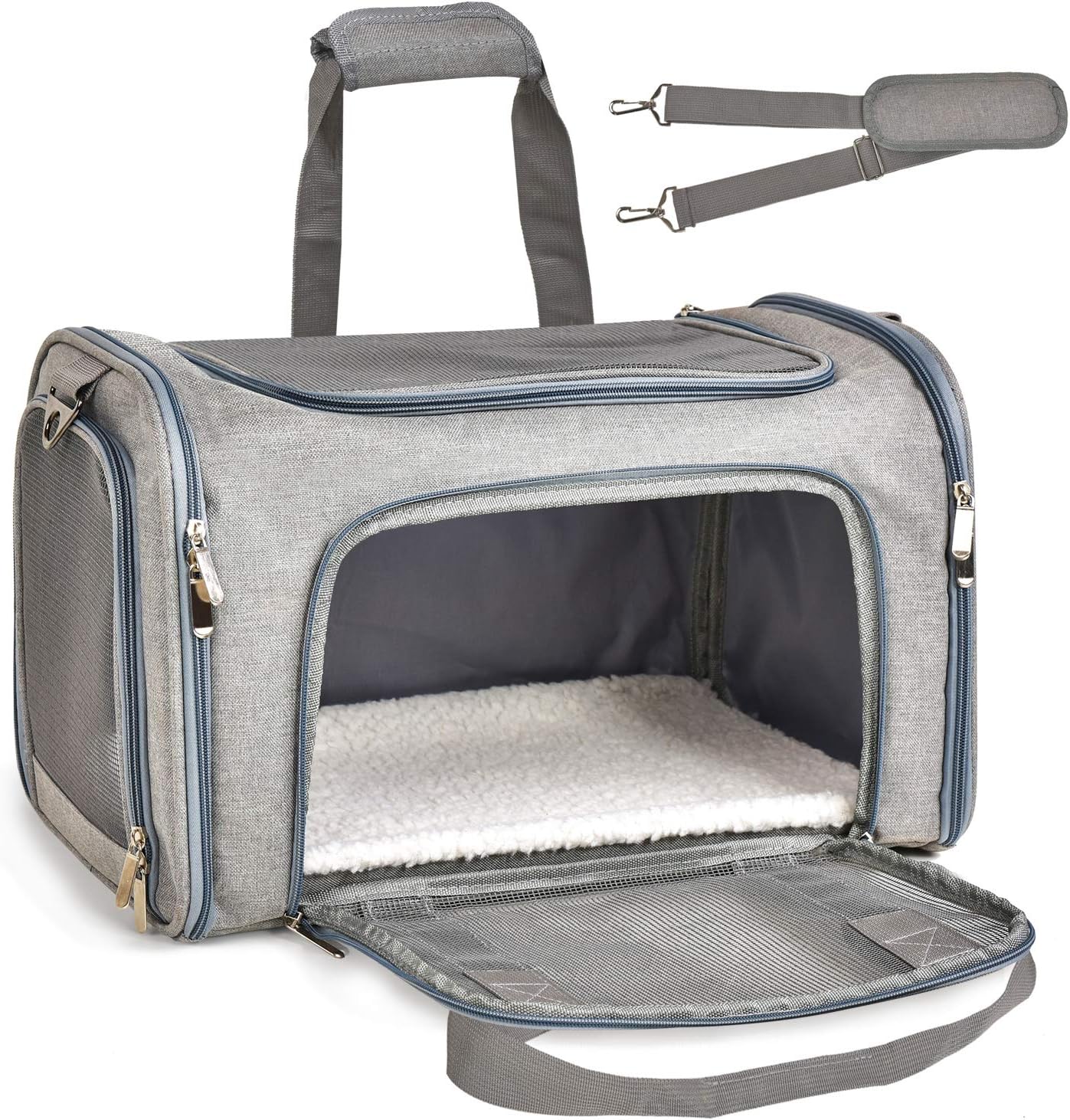 Cat Carriers Dog Carrier Pet Carrier for Small / Medium Cats Dogs Puppies (Up to 15Lbs), TSA Airline Approved Small Dog Carrier Soft Sided, Collapsible Waterproof Travel Puppy Carrier - Grey - Best Pet Care Store